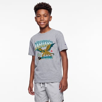 Youth Disney x Champion Heather Gray Jacksonville Jaguars Pepita T-Shirt