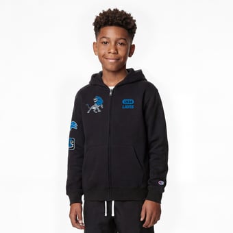 Youth Disney x Champion Black Detroit Lions Simba Full-Zip Hoodie