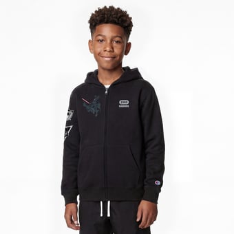 Youth Disney x Champion Black Las Vegas Raiders Darth Vader Full-Zip Hoodie