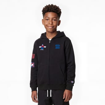 Youth Disney x Champion Black New York Giants Wreck-It Ralph Full-Zip Hoodie