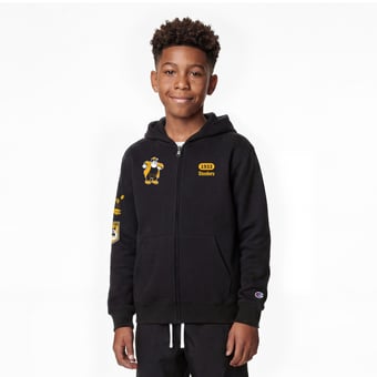 Youth Disney x Champion Black Pittsburgh Steelers Pete Full-Zip Hoodie