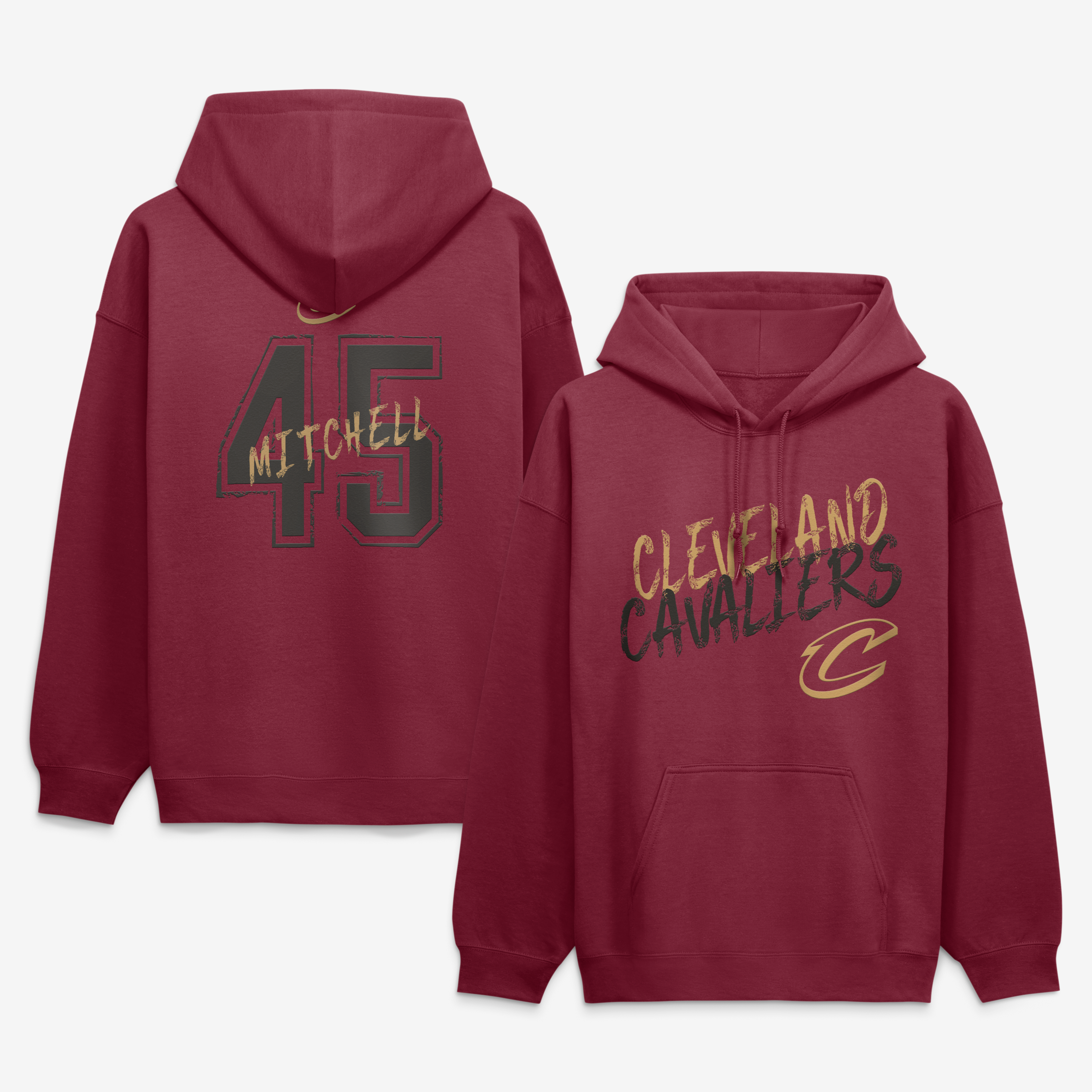 Men's Donovan Mitchell Wine Cleveland Cavaliers Hustle Name & Number Hoodie