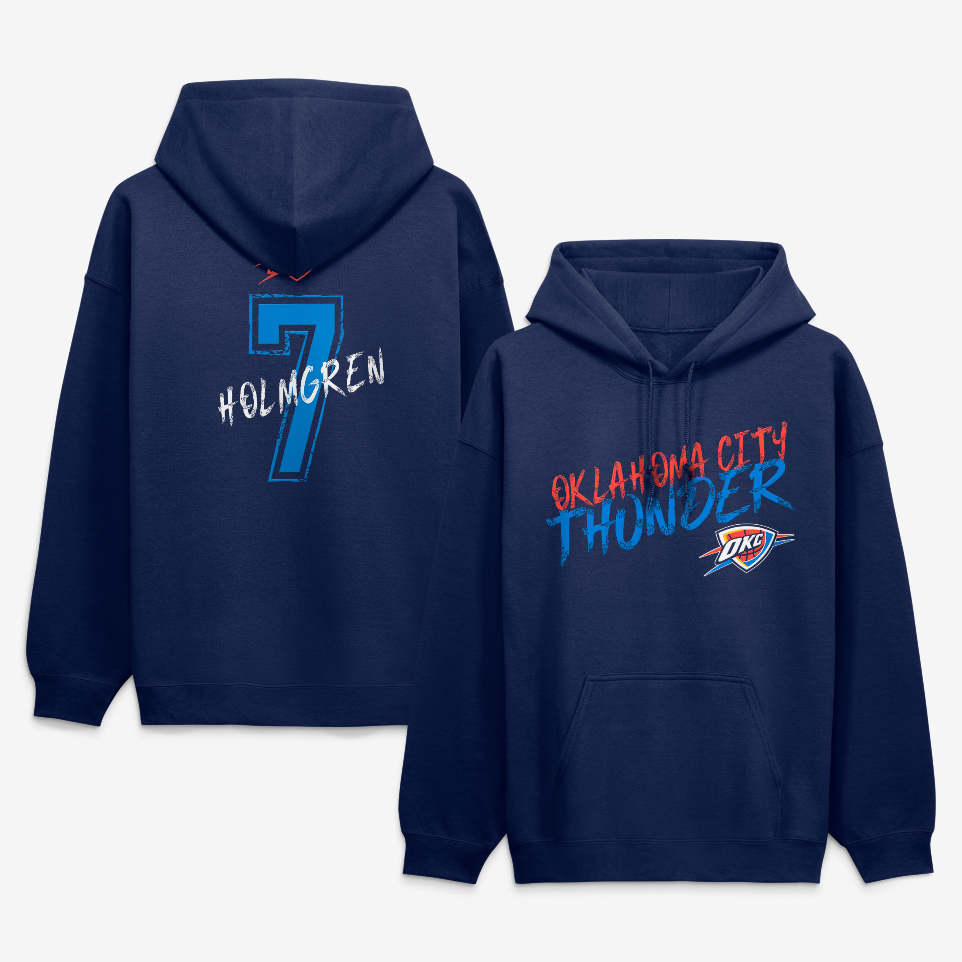 Men’s Chet Holmgren Navy Oklahoma City Thunder Hustle Name & Number Hoodie Men’s Chet Holmgren Navy Oklahoma City Thunder Hustle Name & Number Hoodie
