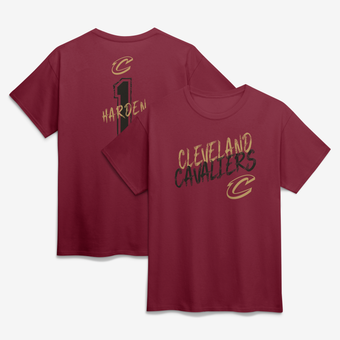 Men's James Harden Wine Cleveland Cavaliers Hustle Name & Number T-Shirt