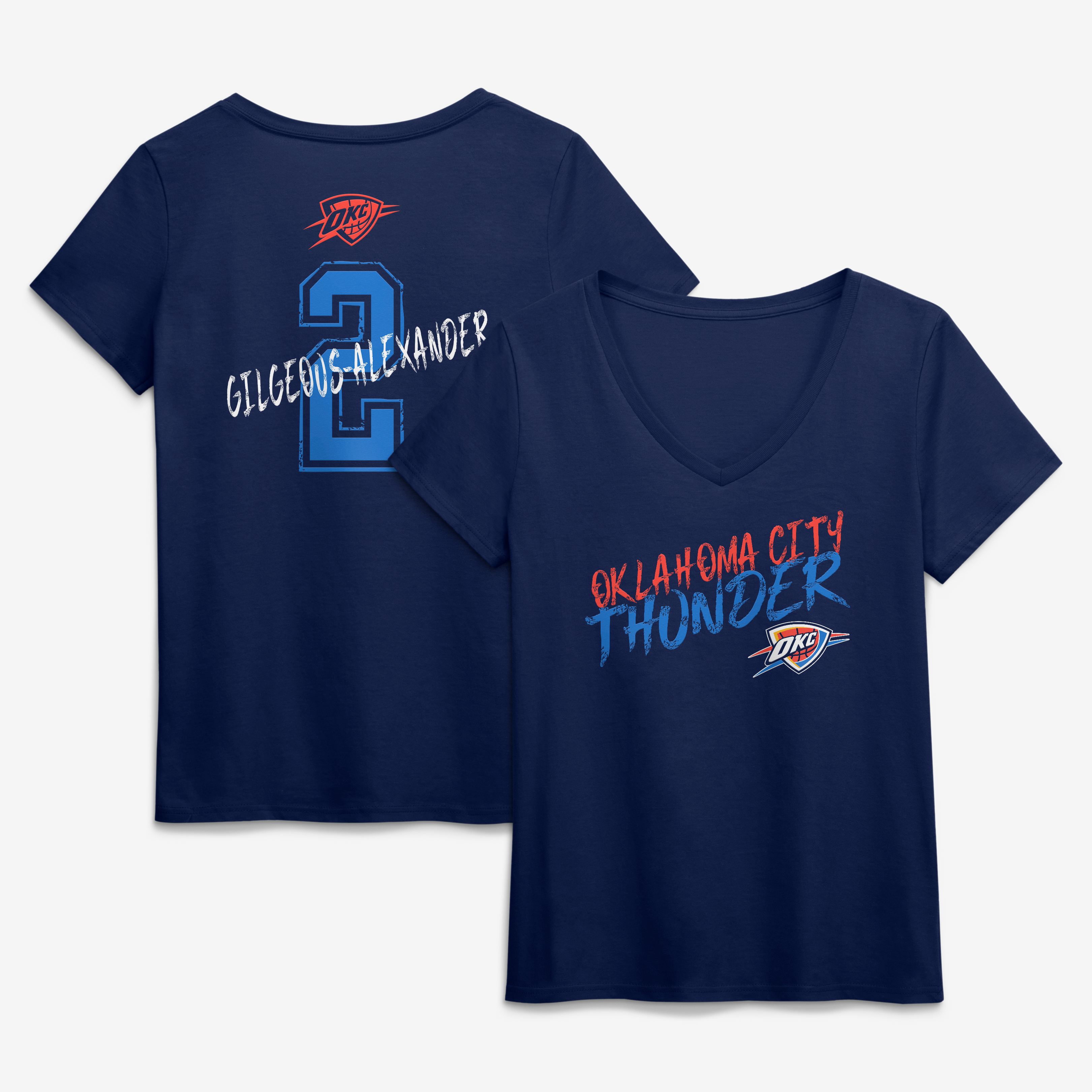 Women's Shai Gilgeous-Alexander Navy Oklahoma City Thunder Hustle Name & Number V-Neck T-Shirt