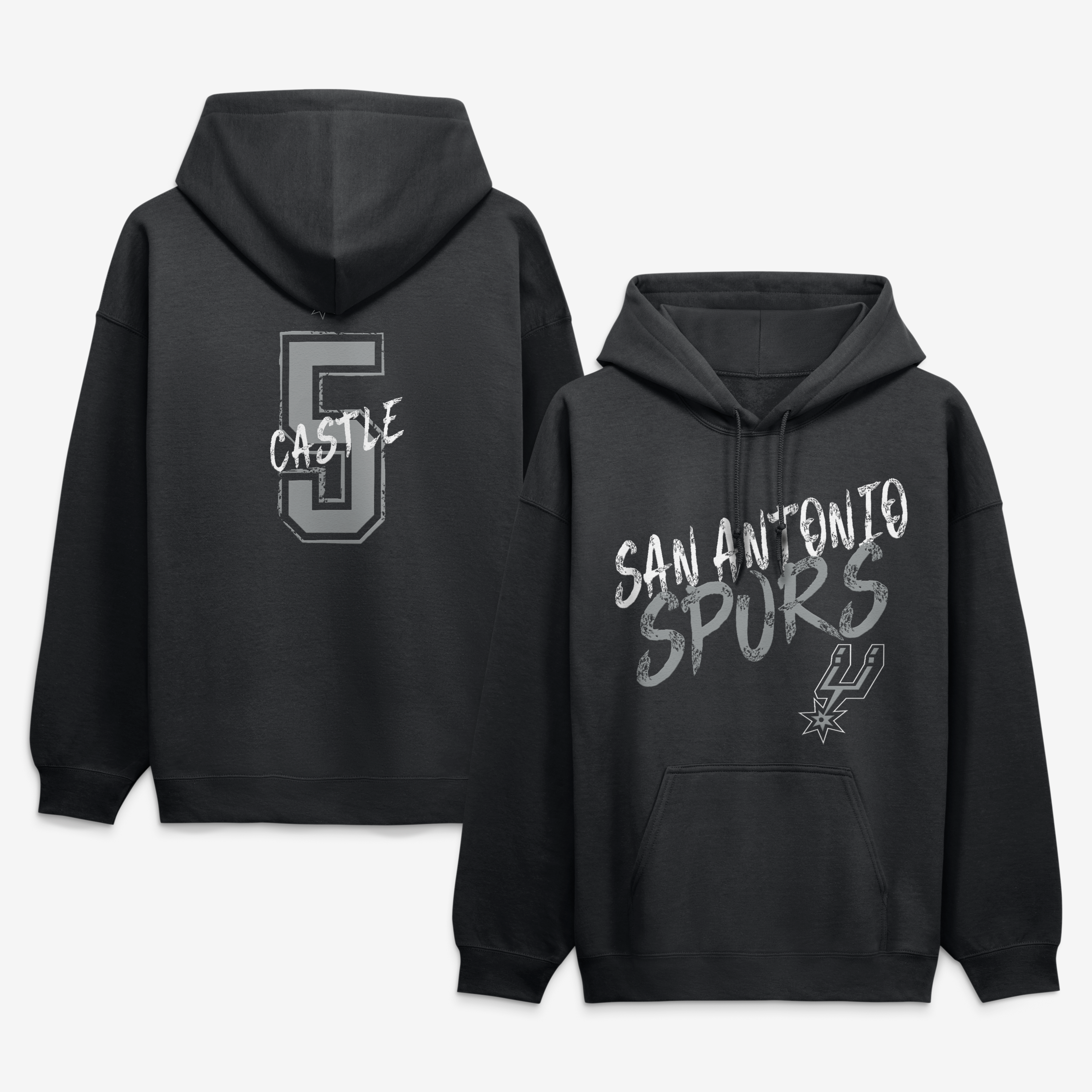 Men's Stephon Castle Black San Antonio Spurs Hustle Name & Number Hoodie