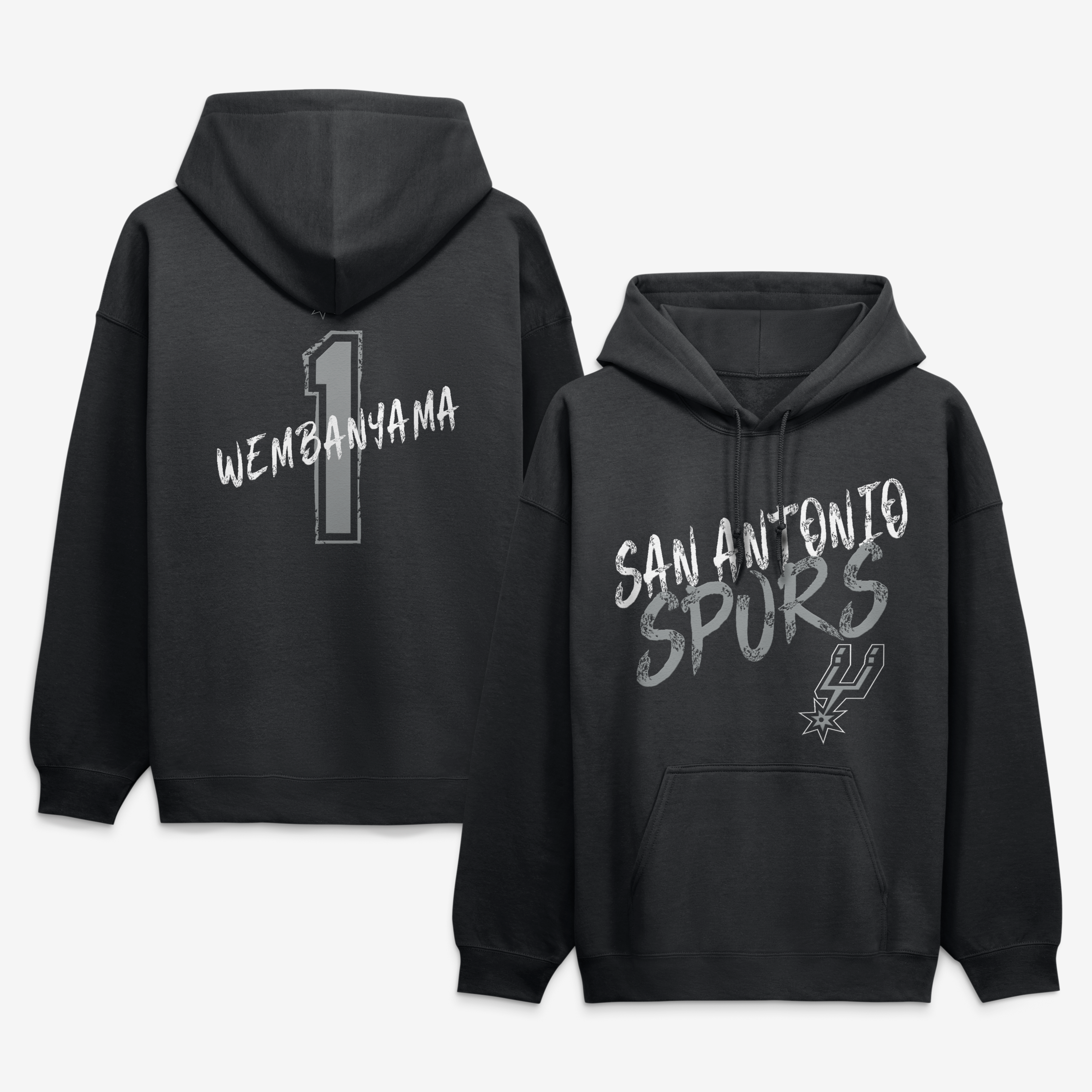 Men's Victor Wembanyama Black San Antonio Spurs Hustle Name & Number Hoodie