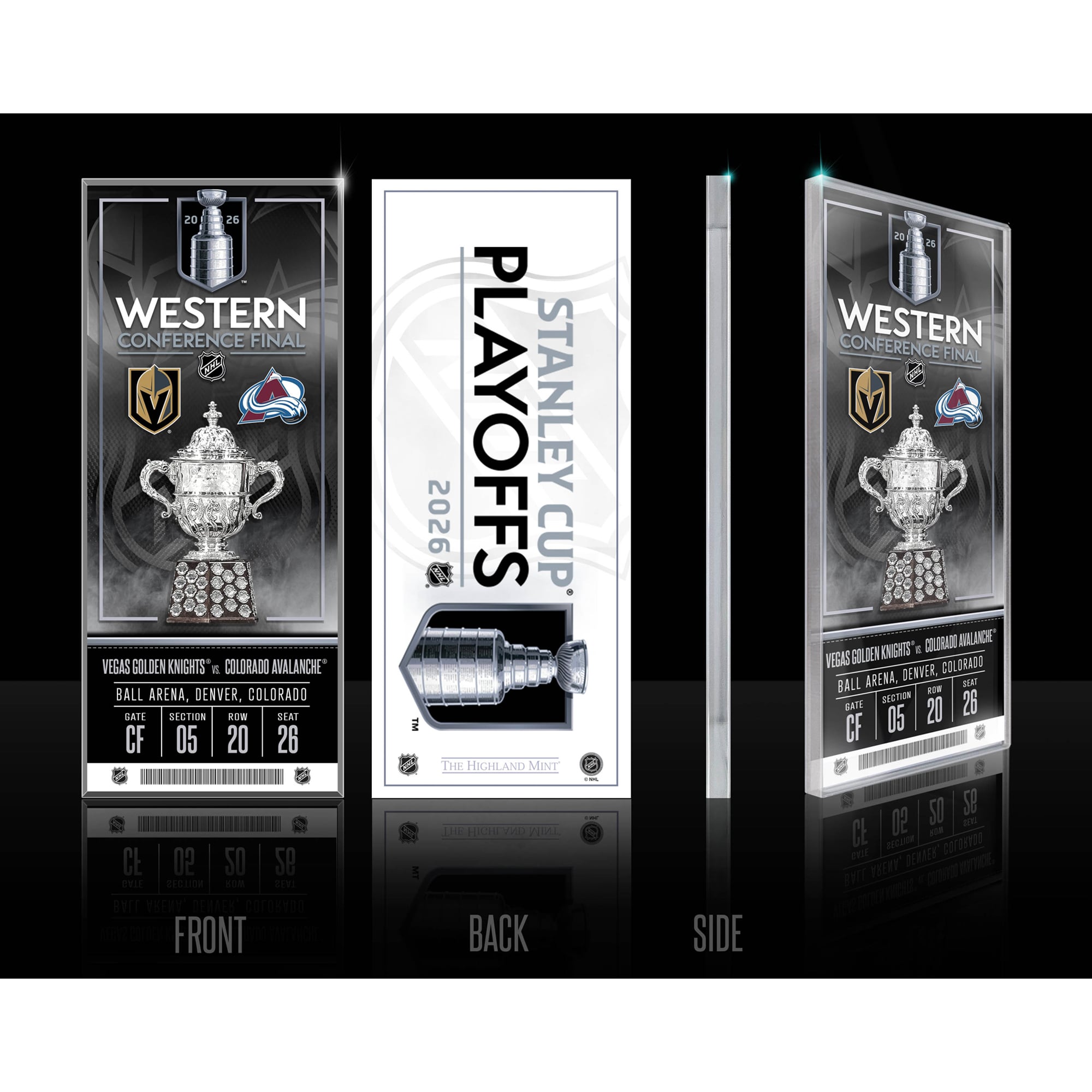 Highland Mint Colorado Avalanche 2026 Western Conference Final Commemorative Ticket 3D Acrylic Block Art