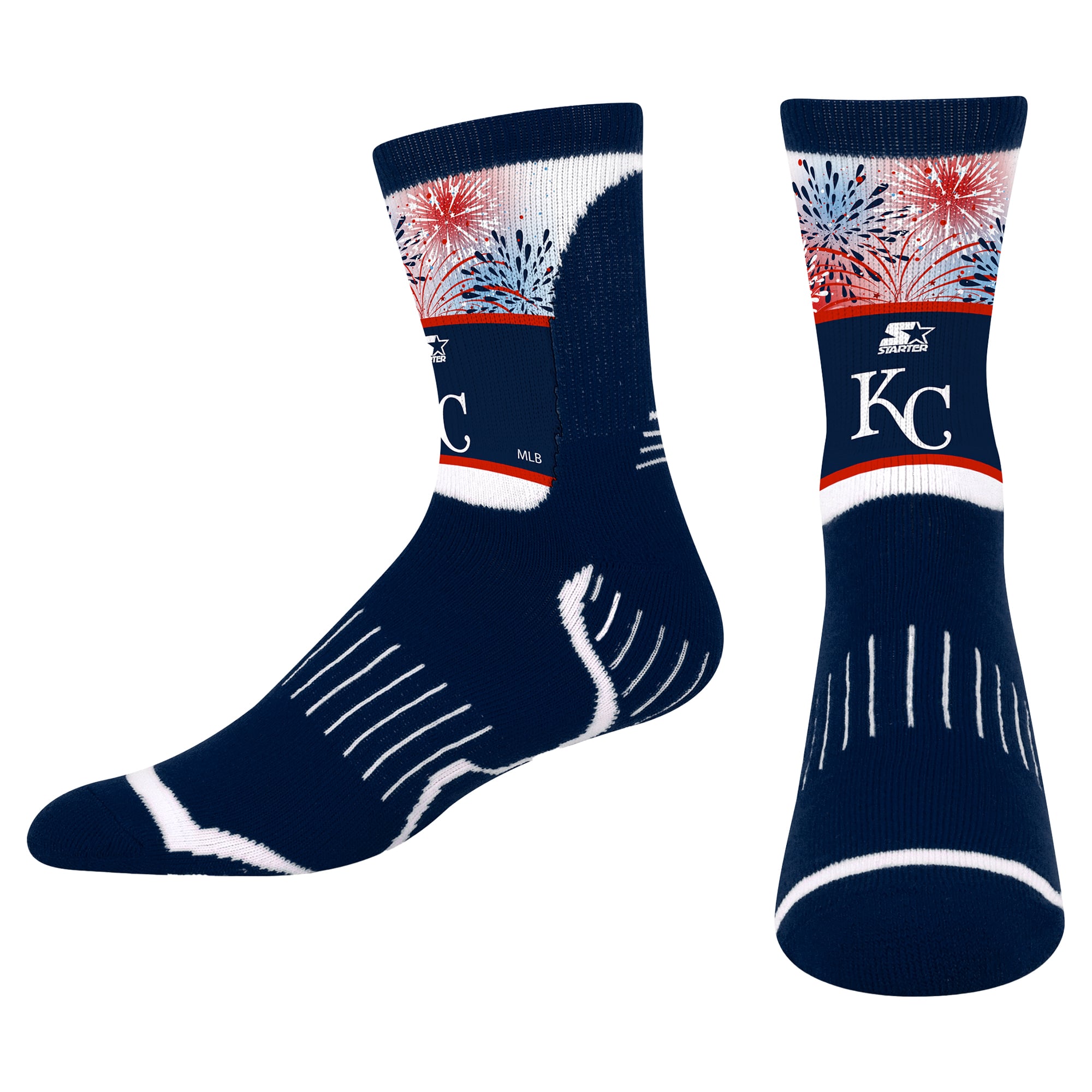 Youth Starter  Navy Kansas City Royals Americana Firework Crew Socks