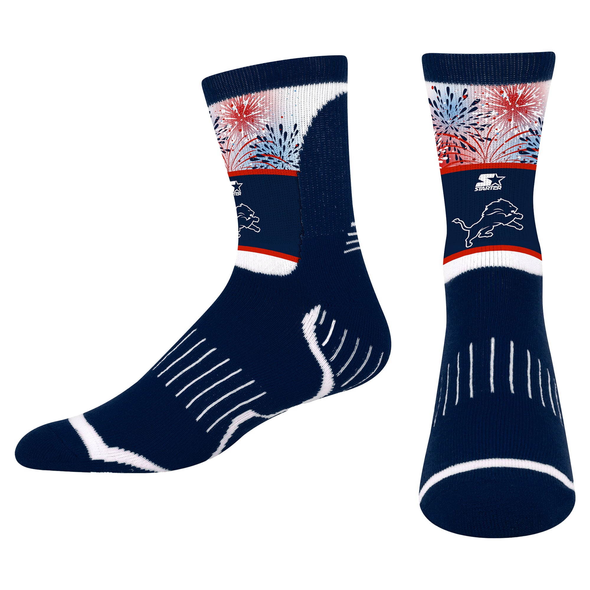Youth Starter  Navy Detroit Lions Americana Firework Crew Socks