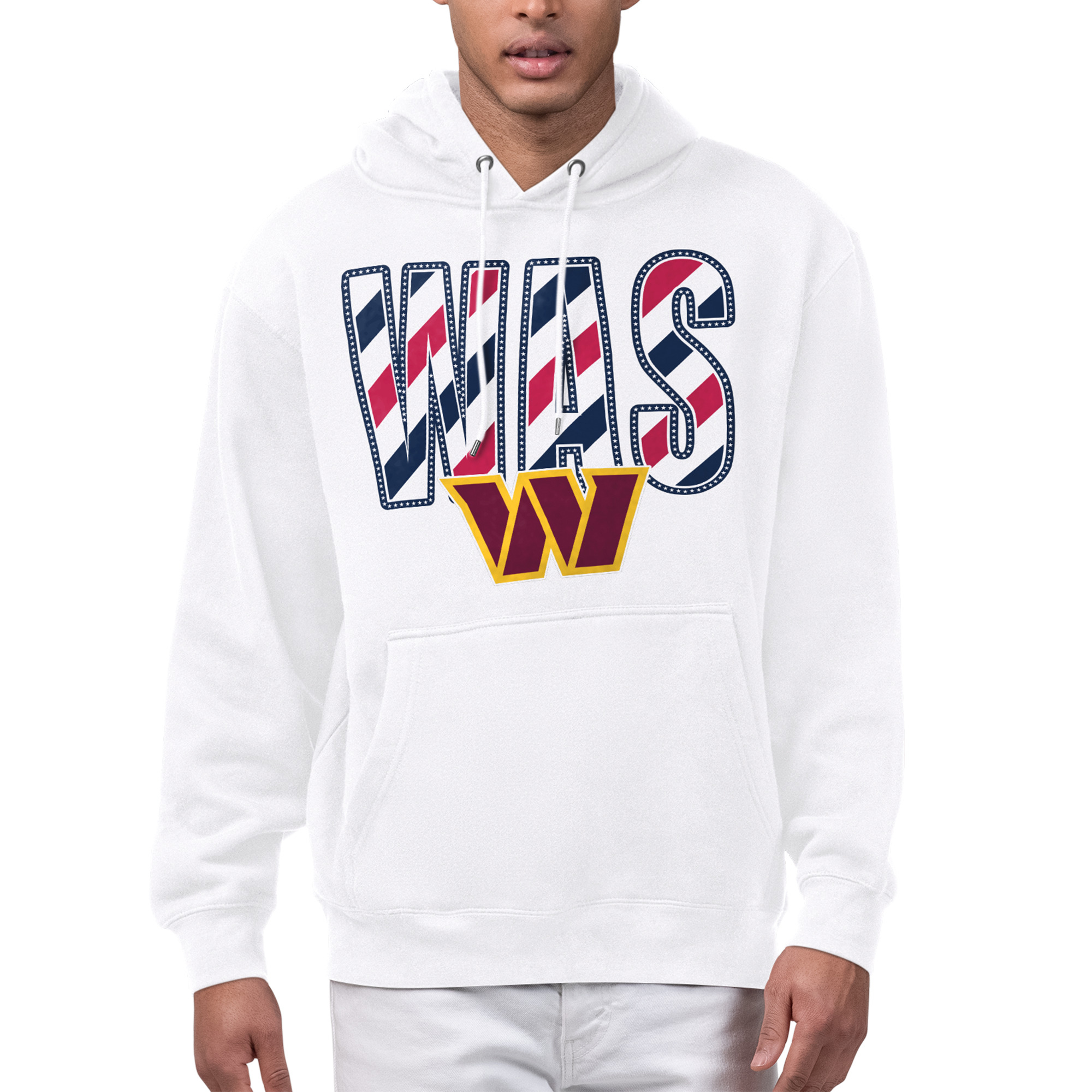 Men's Starter White Washington Commanders Stars & Stripes Graphic Hoodie