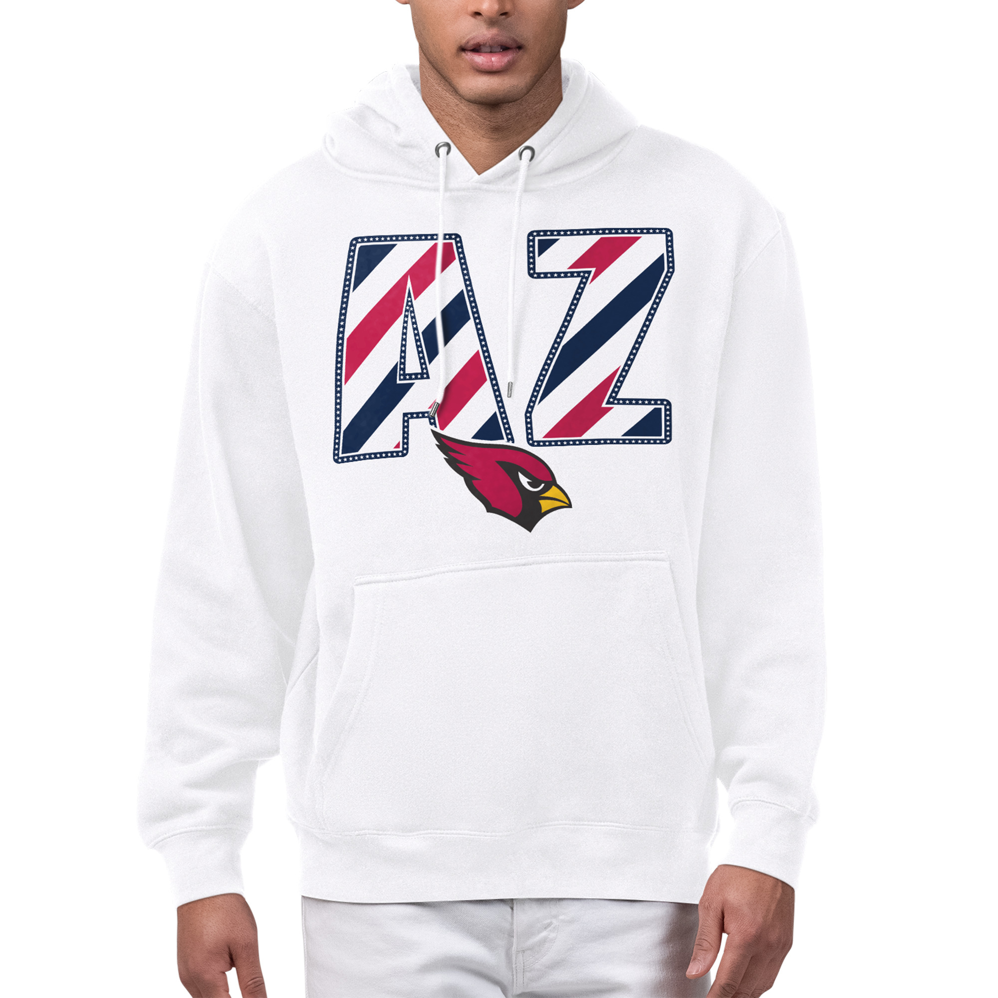 Men's Starter White Arizona Cardinals Stars & Stripes Graphic Hoodie