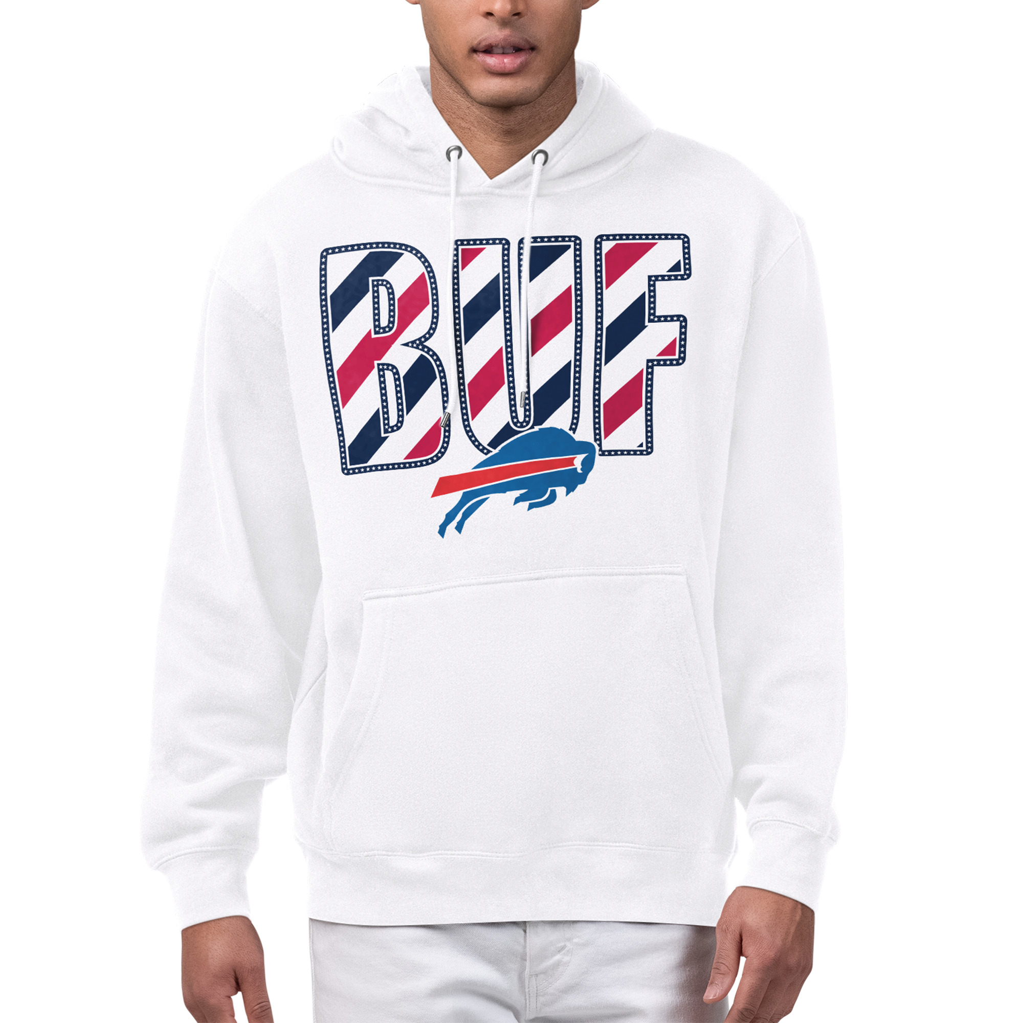 Men's Starter White Buffalo Bills Stars & Stripes Graphic Hoodie