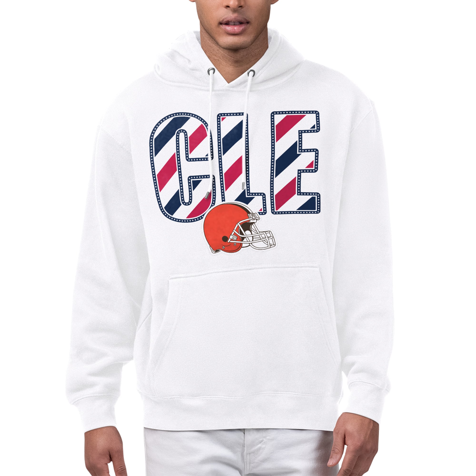 Men's Starter White Cleveland Browns Stars & Stripes Graphic Hoodie
