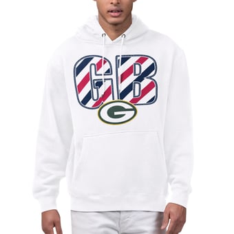 Men's Starter White Green Bay Packers Stars & Stripes Graphic Hoodie