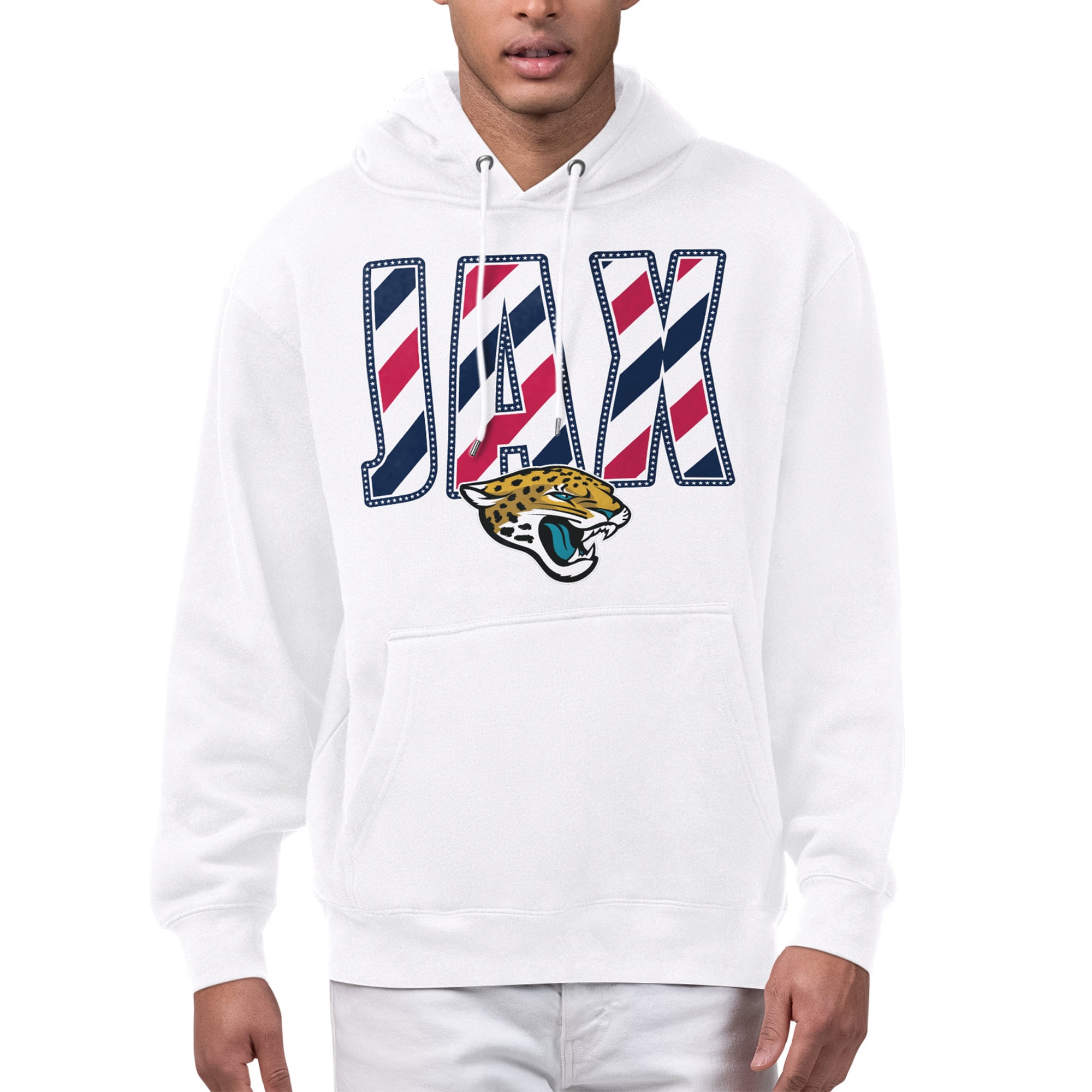 Men’s Starter White Jacksonville Jaguars Stars & Stripes Graphic Hoodie