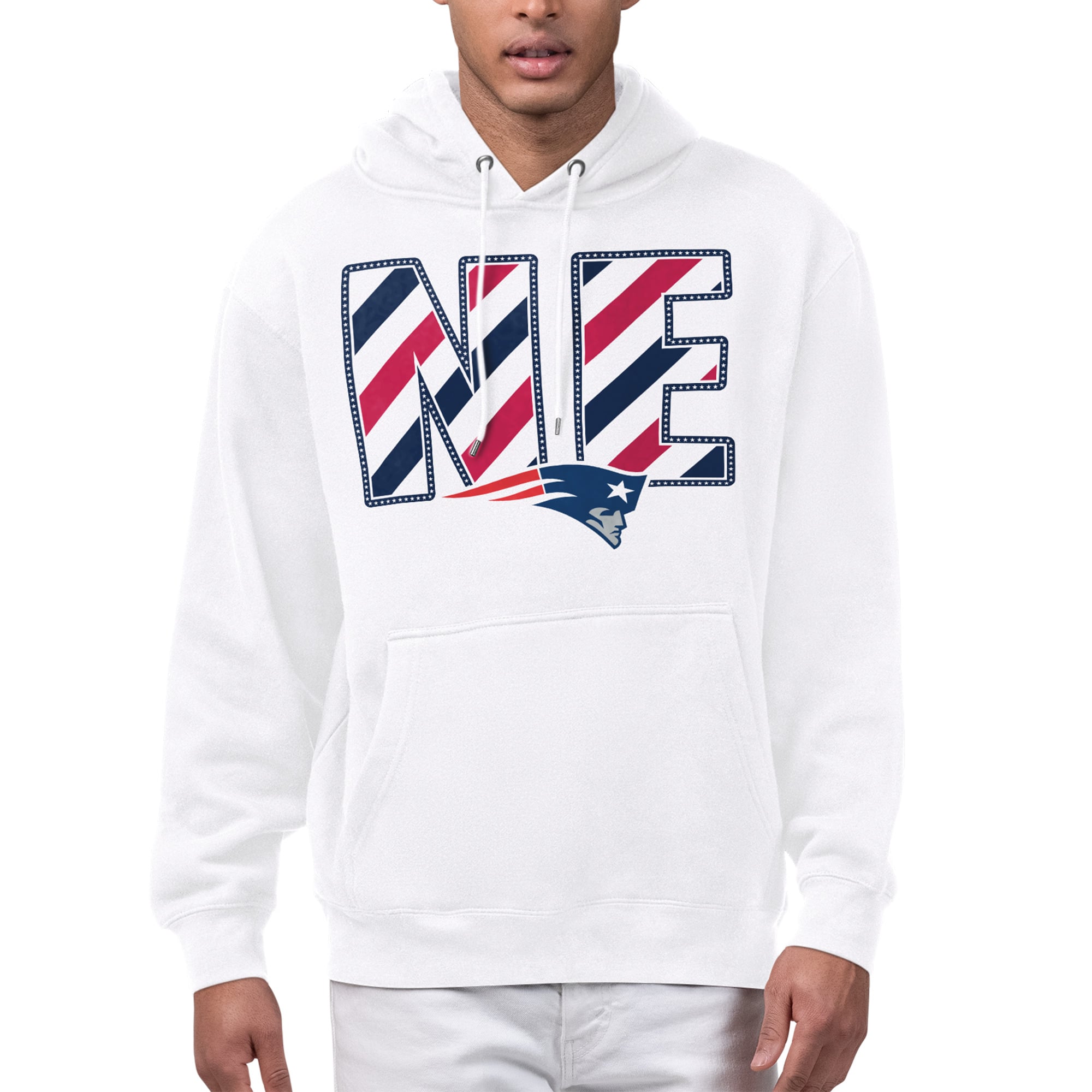 Men’s Starter White New England Patriots Stars & Stripes Graphic Hoodie