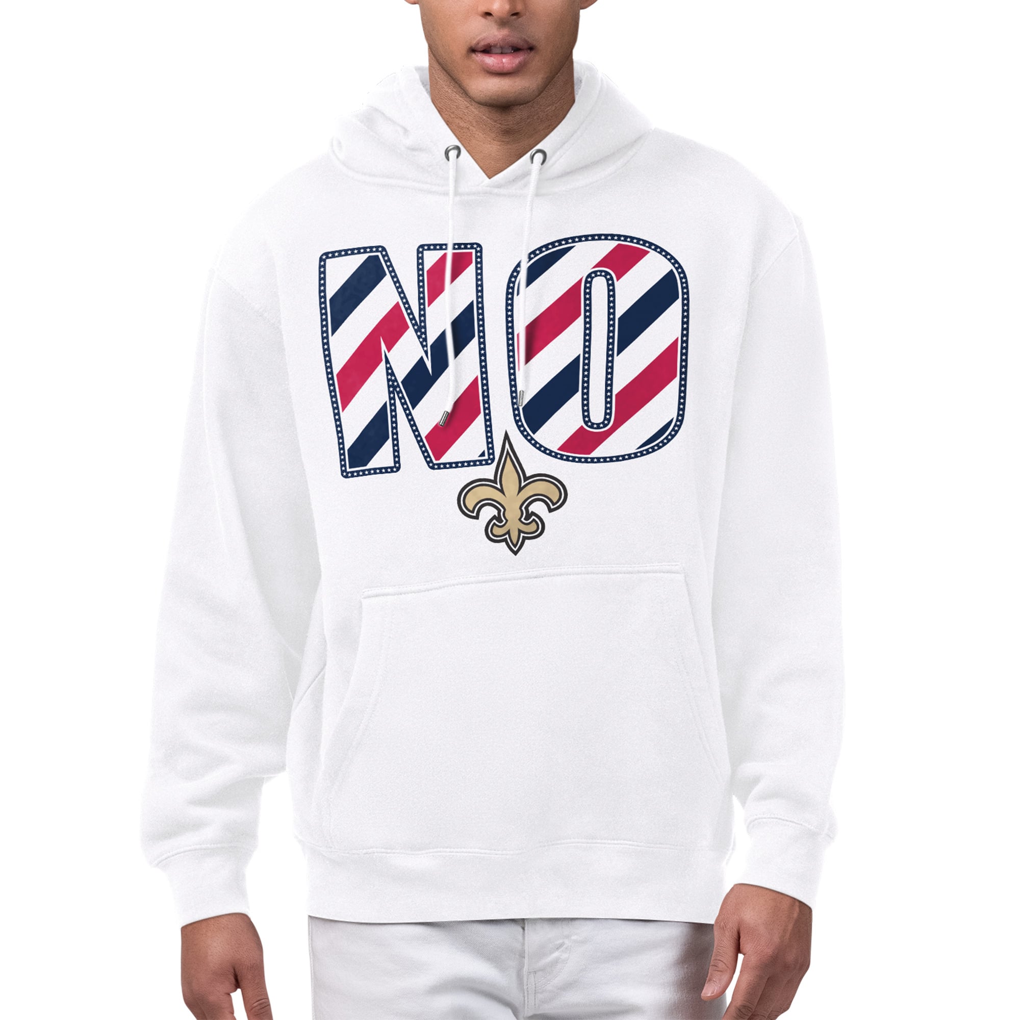 Men's Starter White New Orleans Saints Stars & Stripes Graphic Hoodie