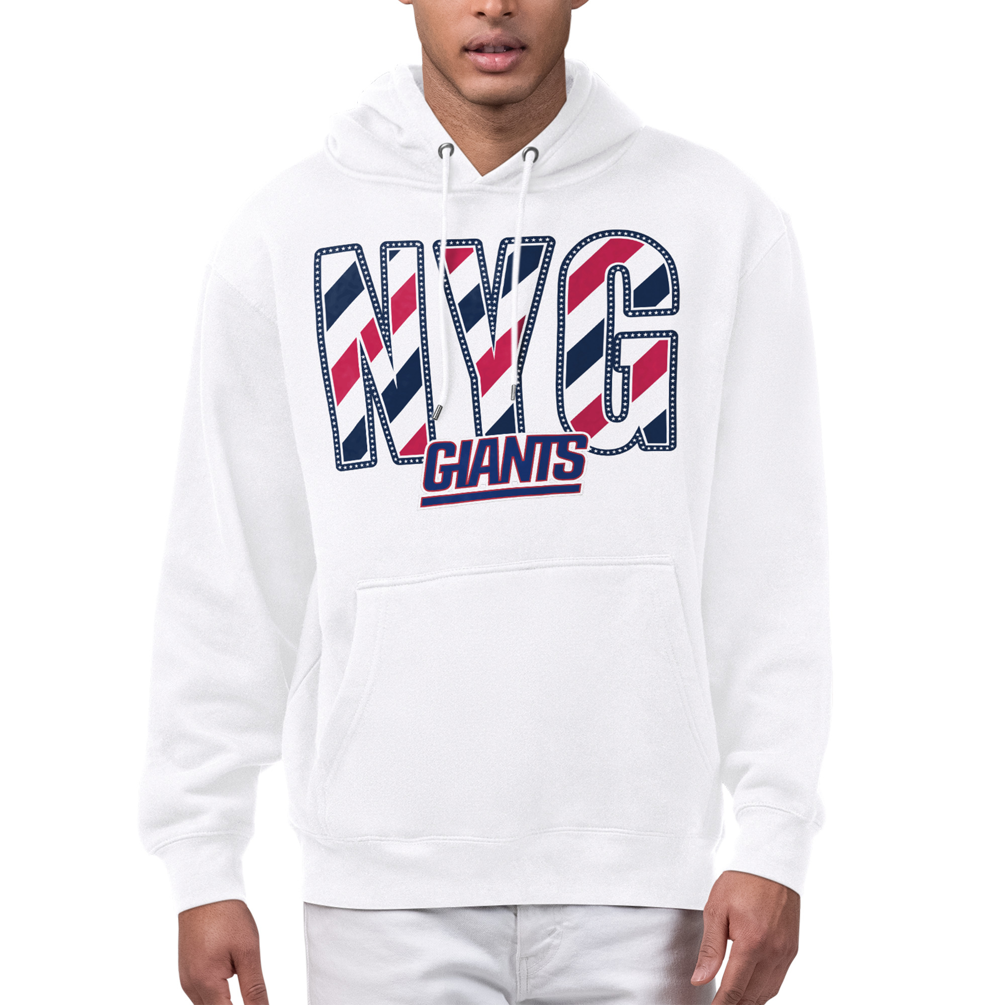 Men's Starter White New York Giants Stars & Stripes Graphic Hoodie