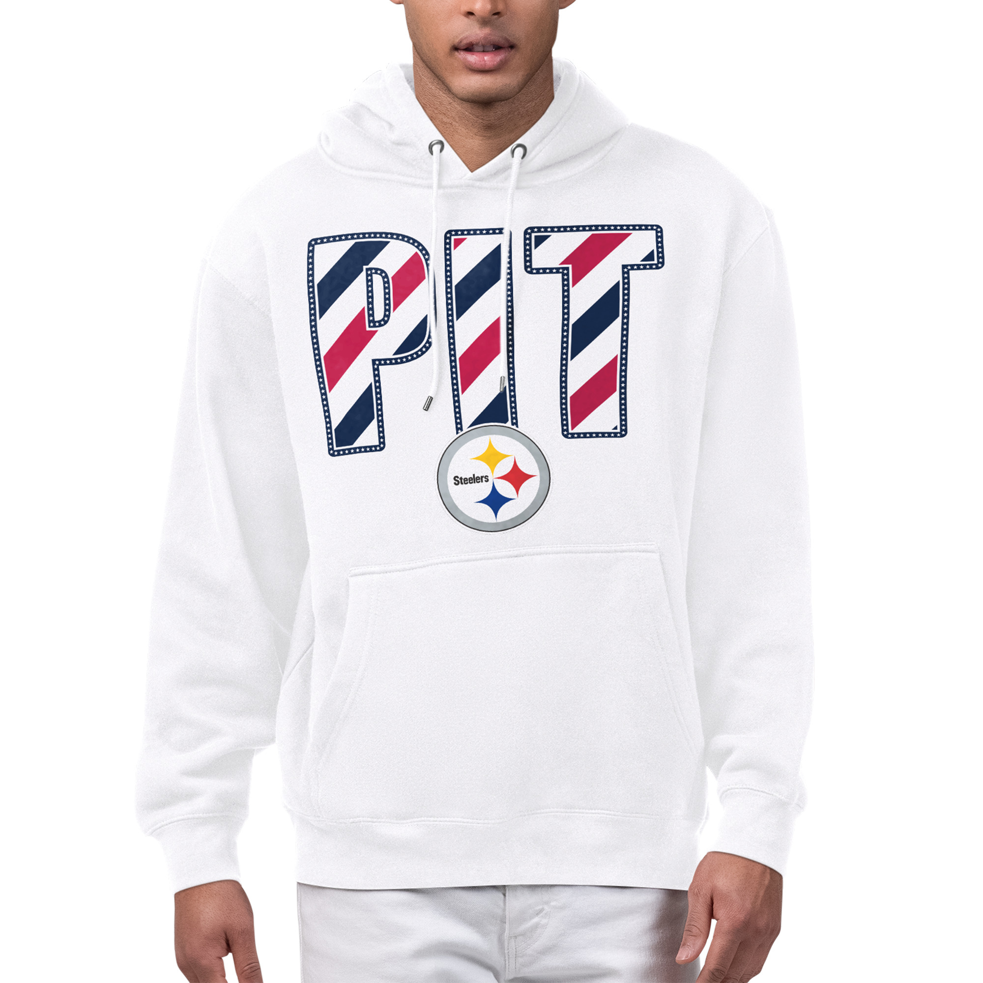 Men's Starter White Pittsburgh Steelers Stars & Stripes Graphic Hoodie
