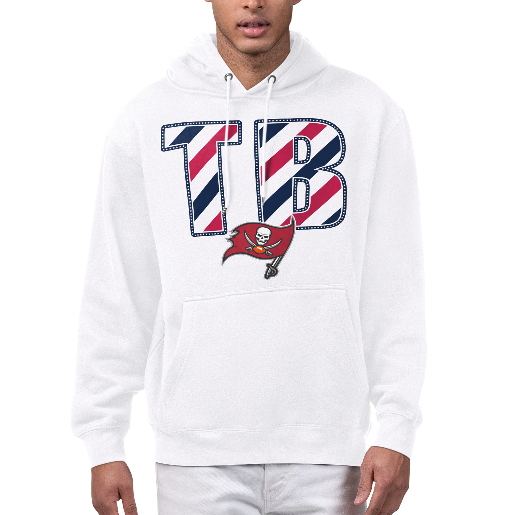 Men's Starter White Tampa Bay Buccaneers Stars & Stripes Graphic Hoodie