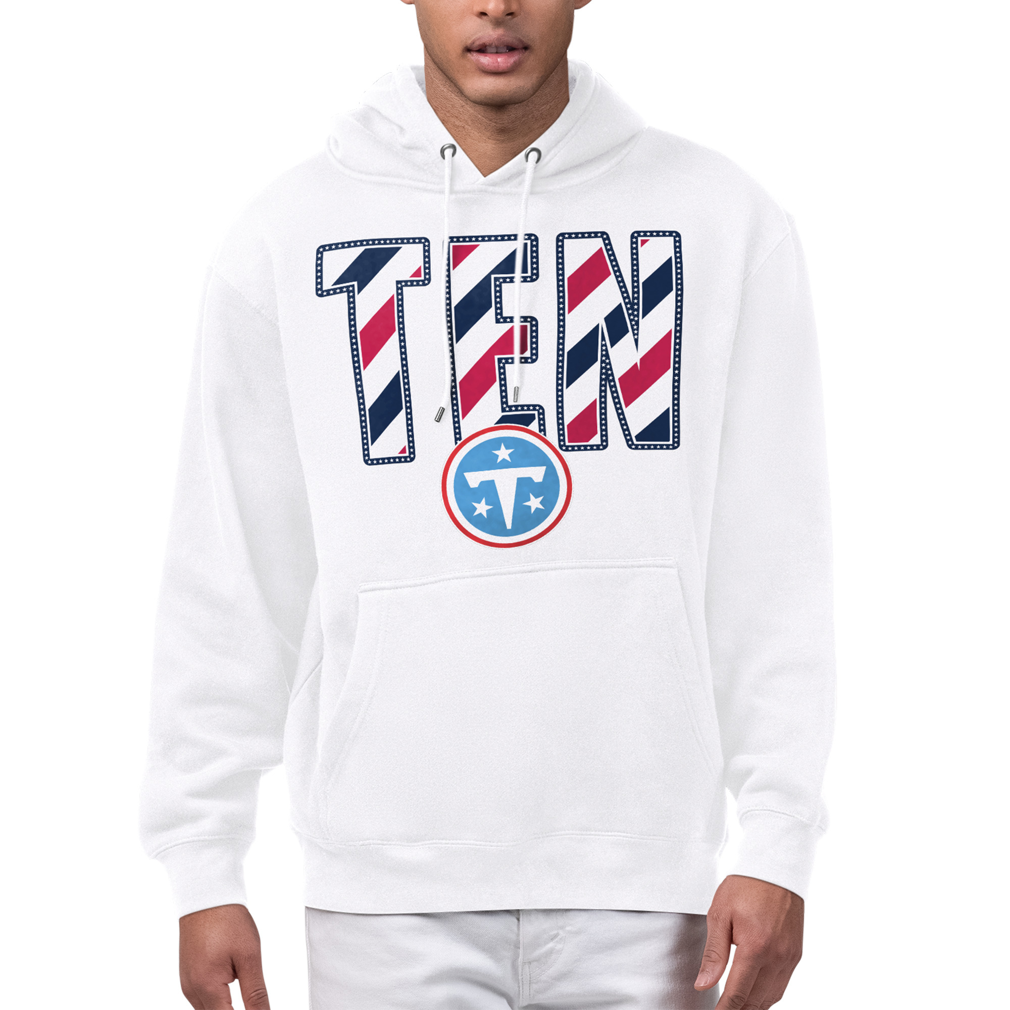 Men's Starter White Tennessee Titans Stars & Stripes Graphic Hoodie