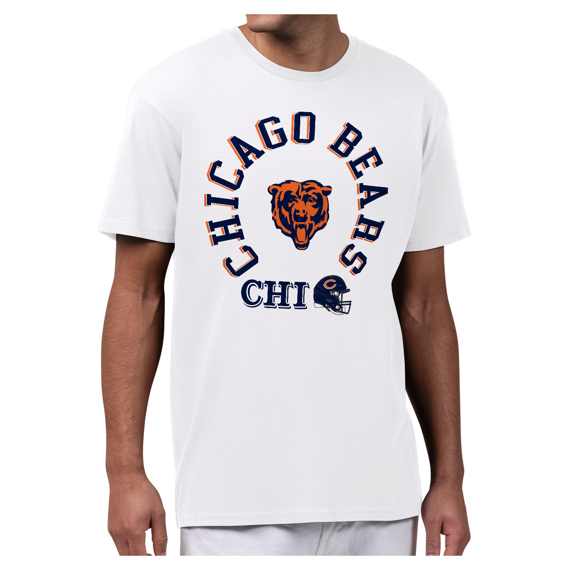 Men's Starter White Chicago Bears All-Around Fan Graphic T-Shirt