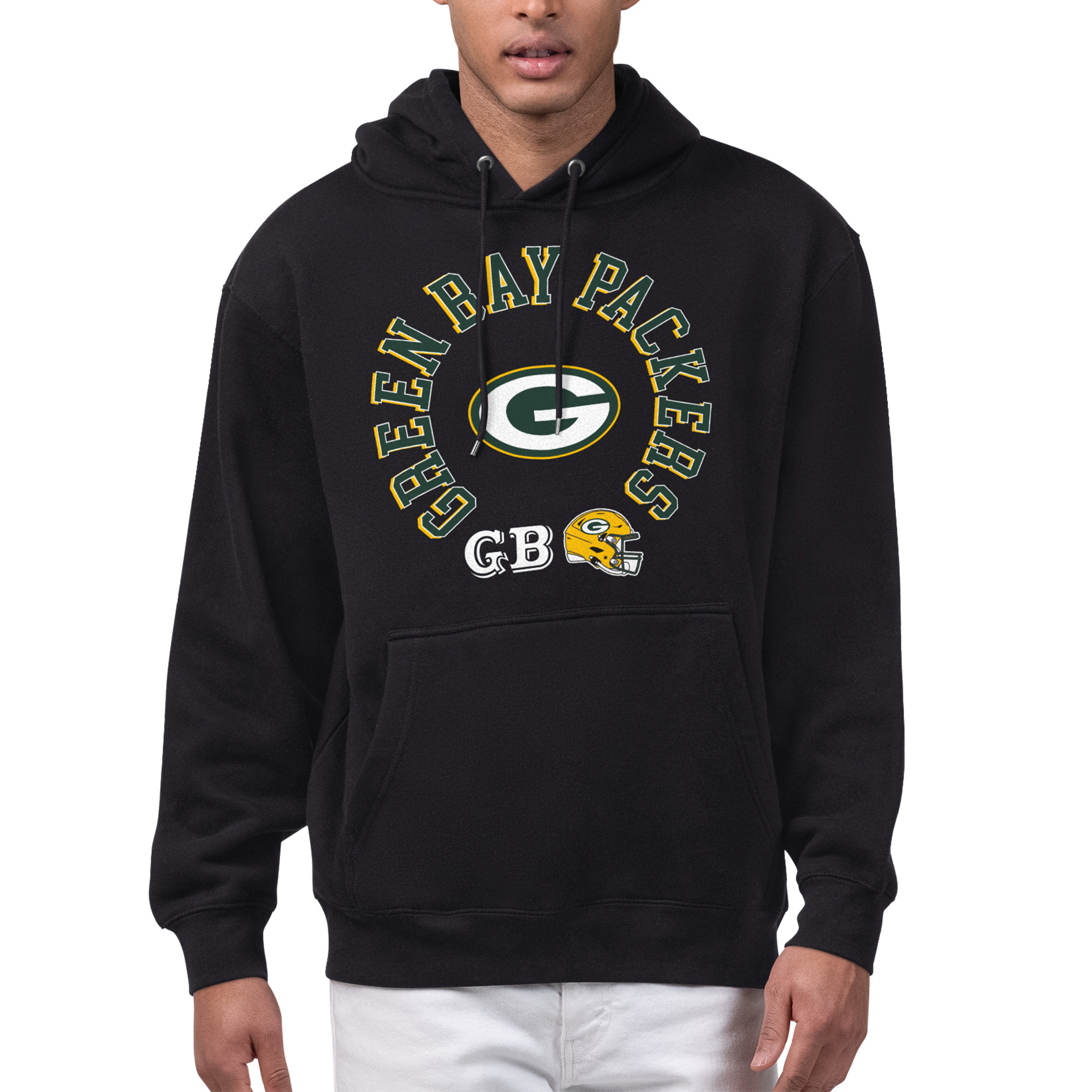 Men's Starter Black Green Bay Packers All-Around Fan Graphic Hoodie