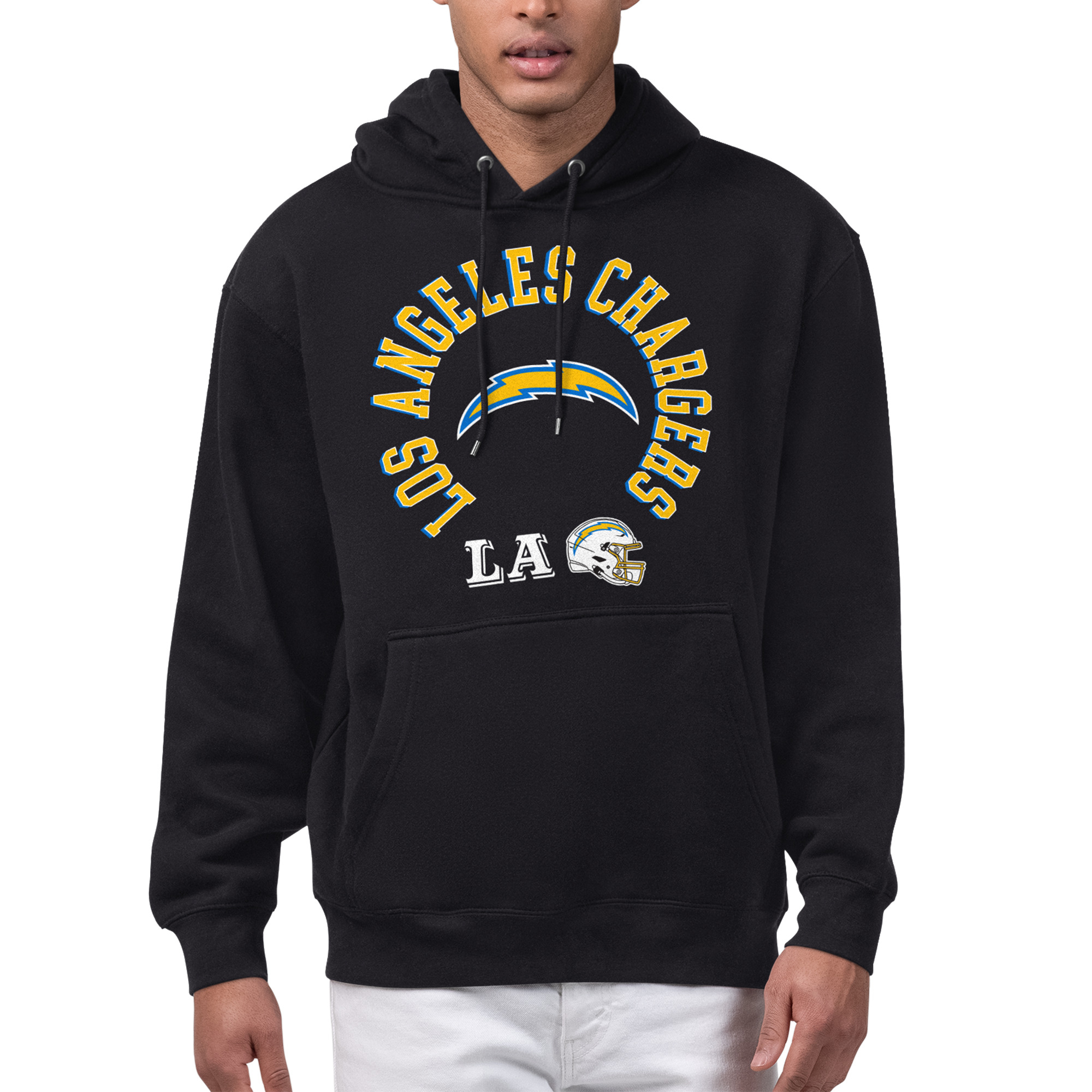 Men's Starter Black Los Angeles Chargers All-Around Fan Graphic Hoodie