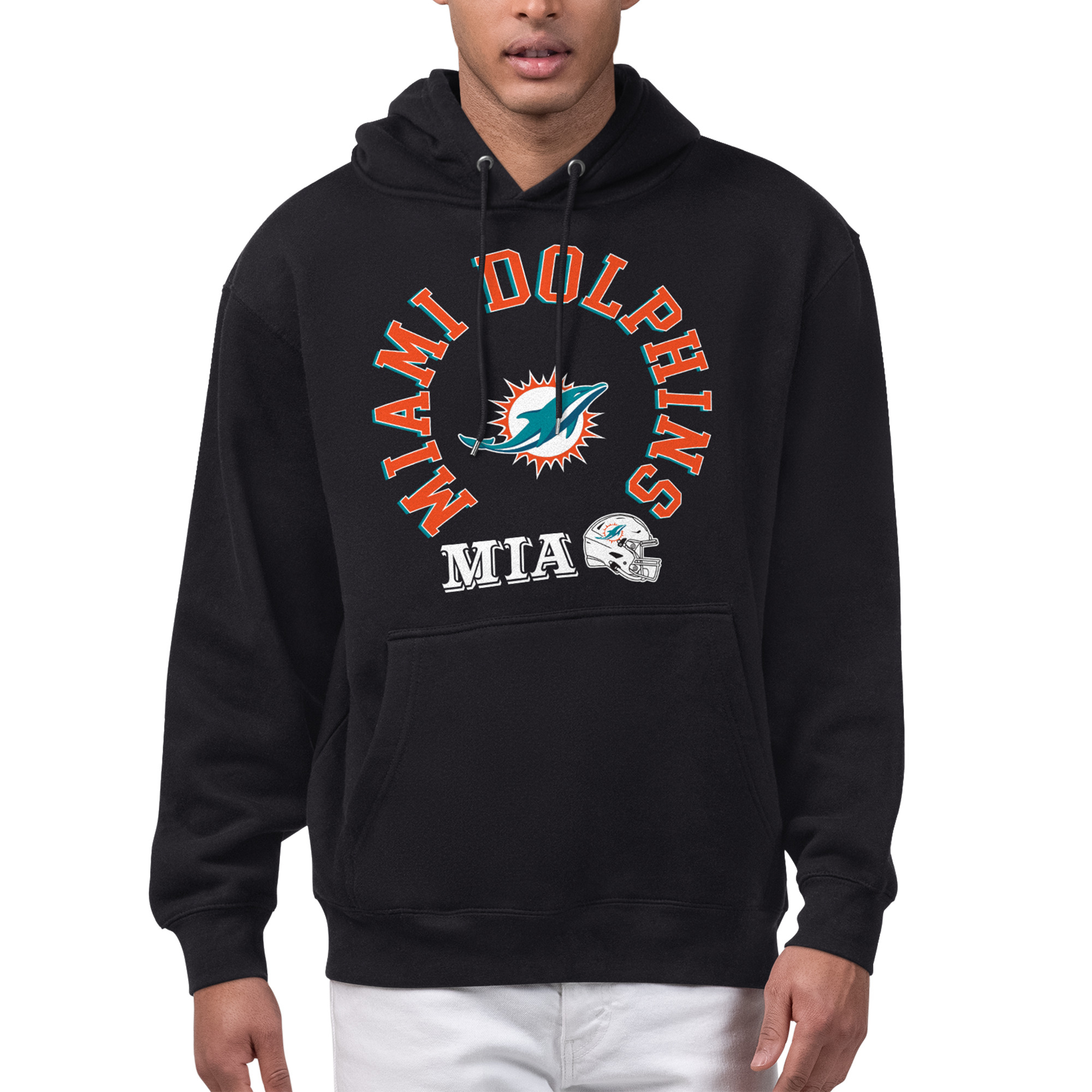 Men's Starter Black Miami Dolphins All-Around Fan Graphic Hoodie