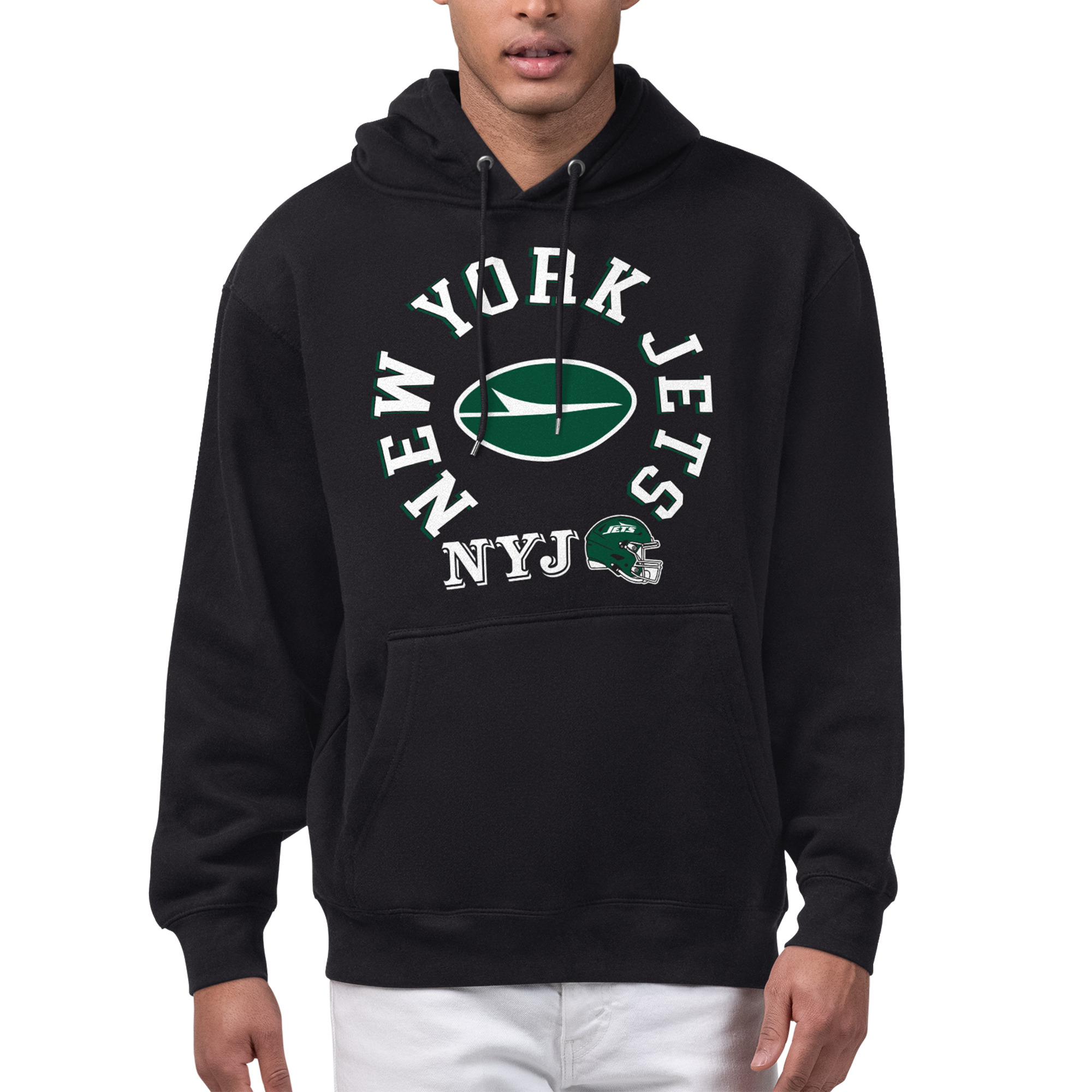 Men's Starter Black New York Jets All-Around Fan Graphic Hoodie