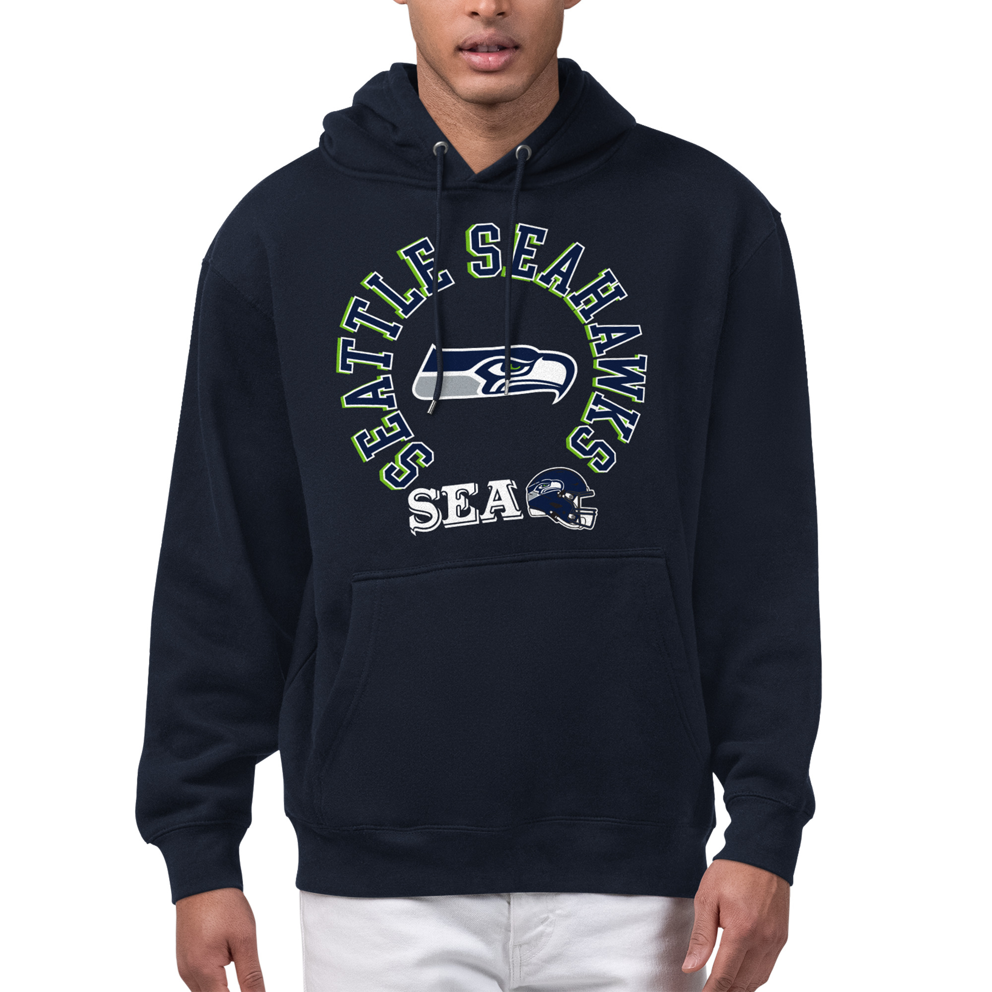 Men's Starter College Navy Seattle Seahawks All-Around Fan Graphic Hoodie