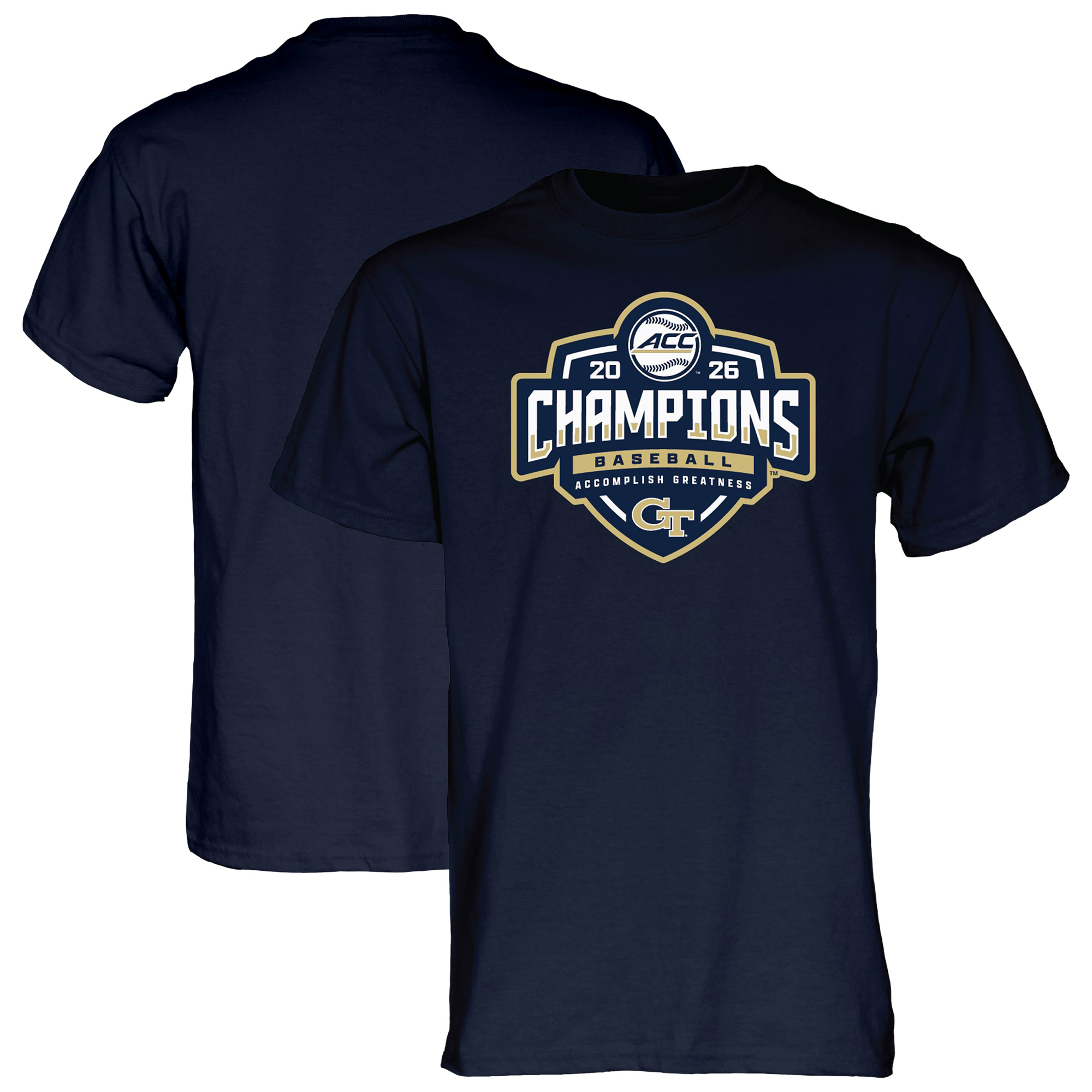 Unisex Blue 84 Navy Georgia Tech Yellow Jackets 2026 ACC Baseball Tournament Champions Locker Room T-Shirt