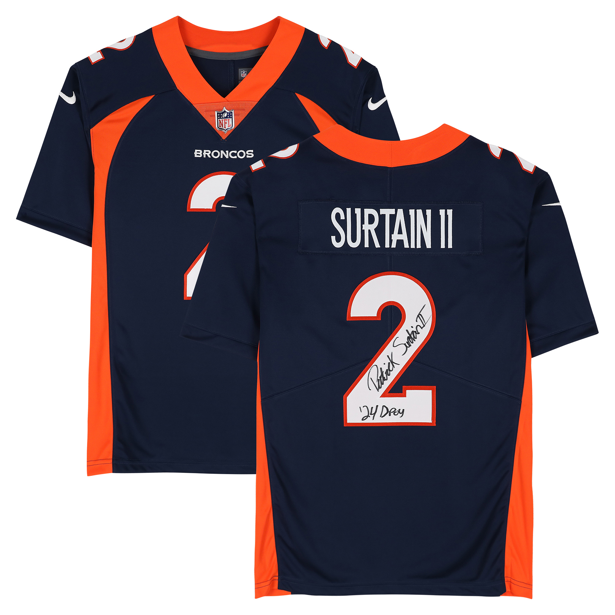 Patrick Surtain II Denver Broncos Autographed Navy Nike 1997-2023 Throwback Limited Jersey with "24 DPOY" Inscription