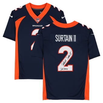 Patrick Surtain II Denver Broncos Autographed Navy Nike 1997-2023 Throwback Limited Jersey with "24 DPOY" Inscription