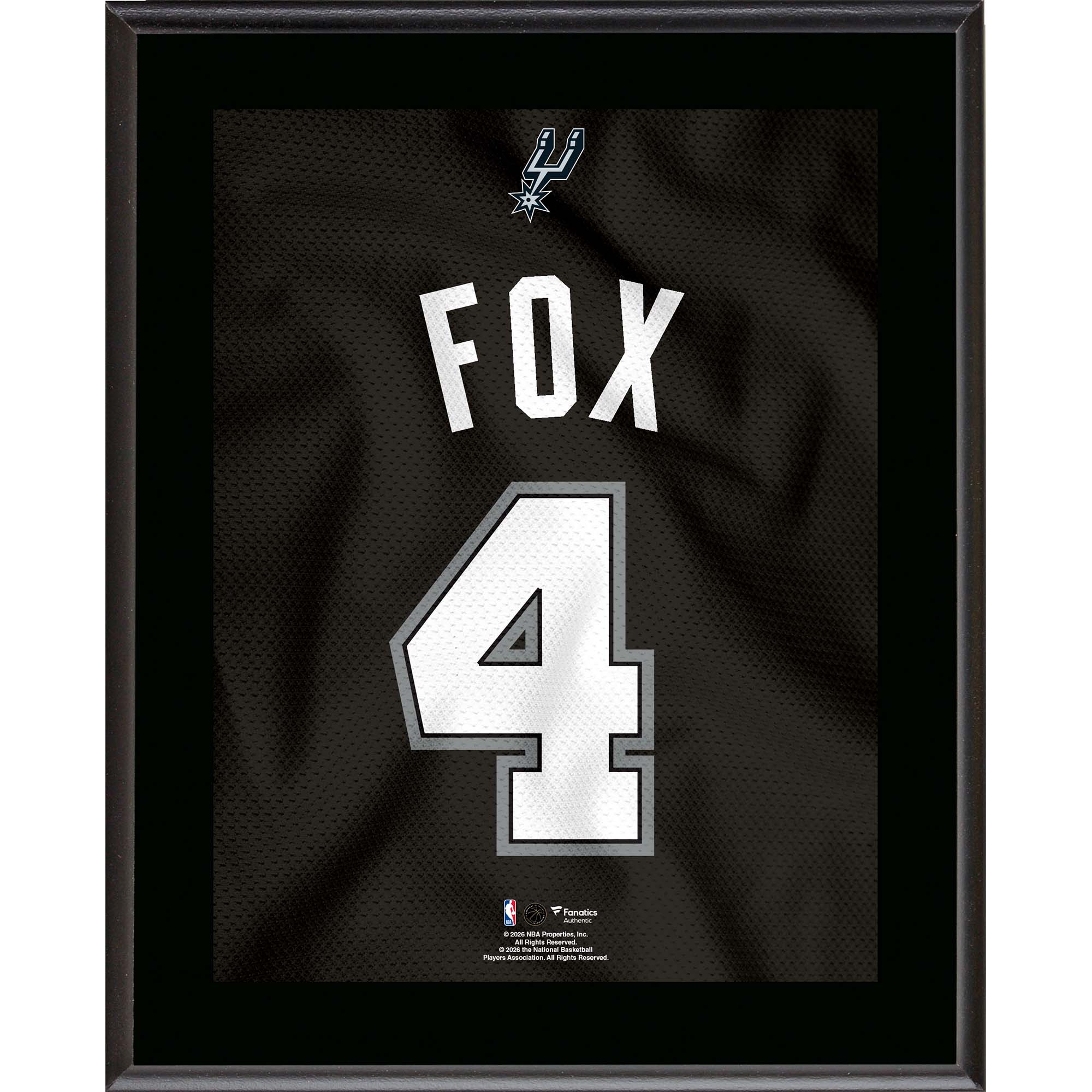 De'Aaron Fox San Antonio Spurs 10.5" x 13" Jersey Number Sublimated Player Plaque