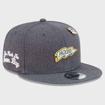 Men's New Era Charcoal Green Bay Packers Pennant Pin 9FIFTY Snapback Hat