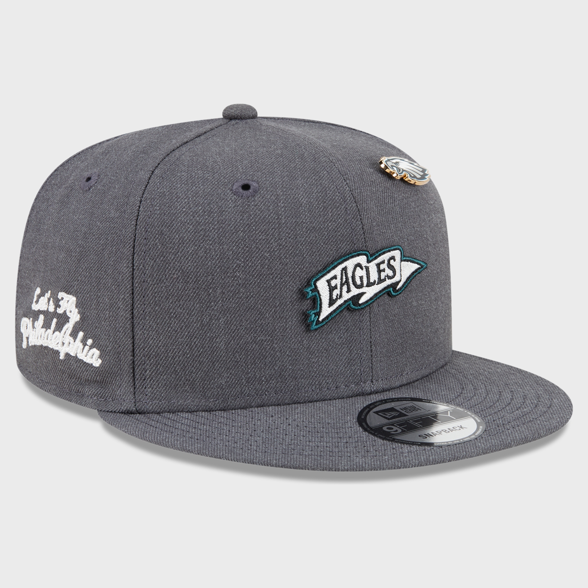 Men's New Era Charcoal Philadelphia Eagles Pennant Pin 9FIFTY Snapback Hat