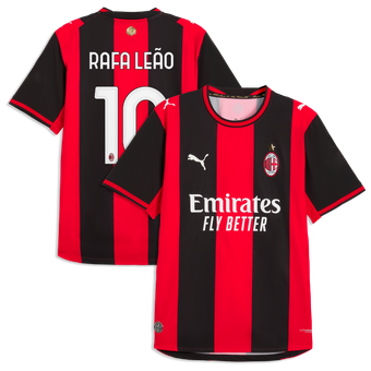 Men's Puma Rafael Leão Black/Red AC Milan 2026/27 Home On-Field Authentic Jersey