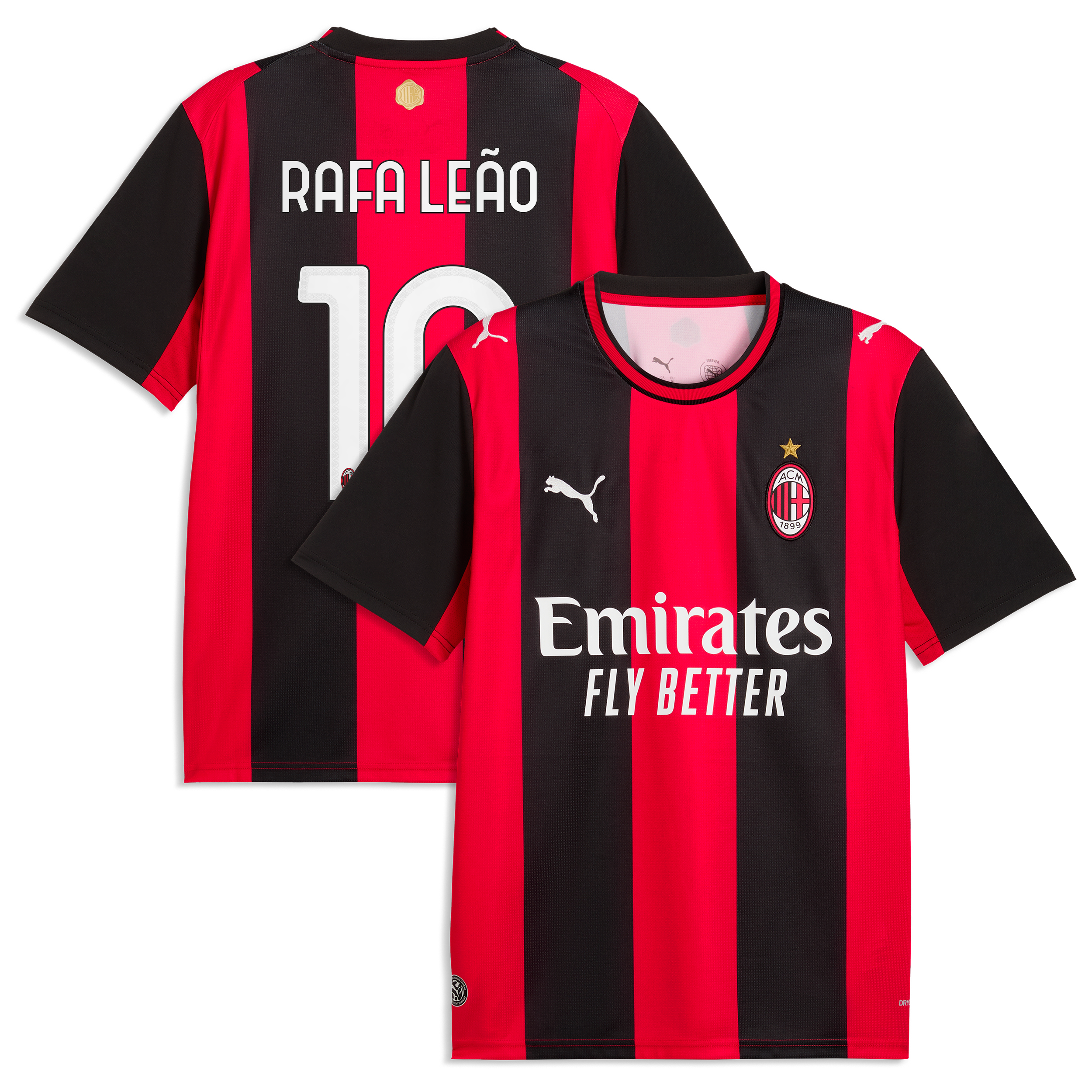Men's Puma Rafael Leão Black/Red AC Milan 2026/27 Home Replica Jersey
