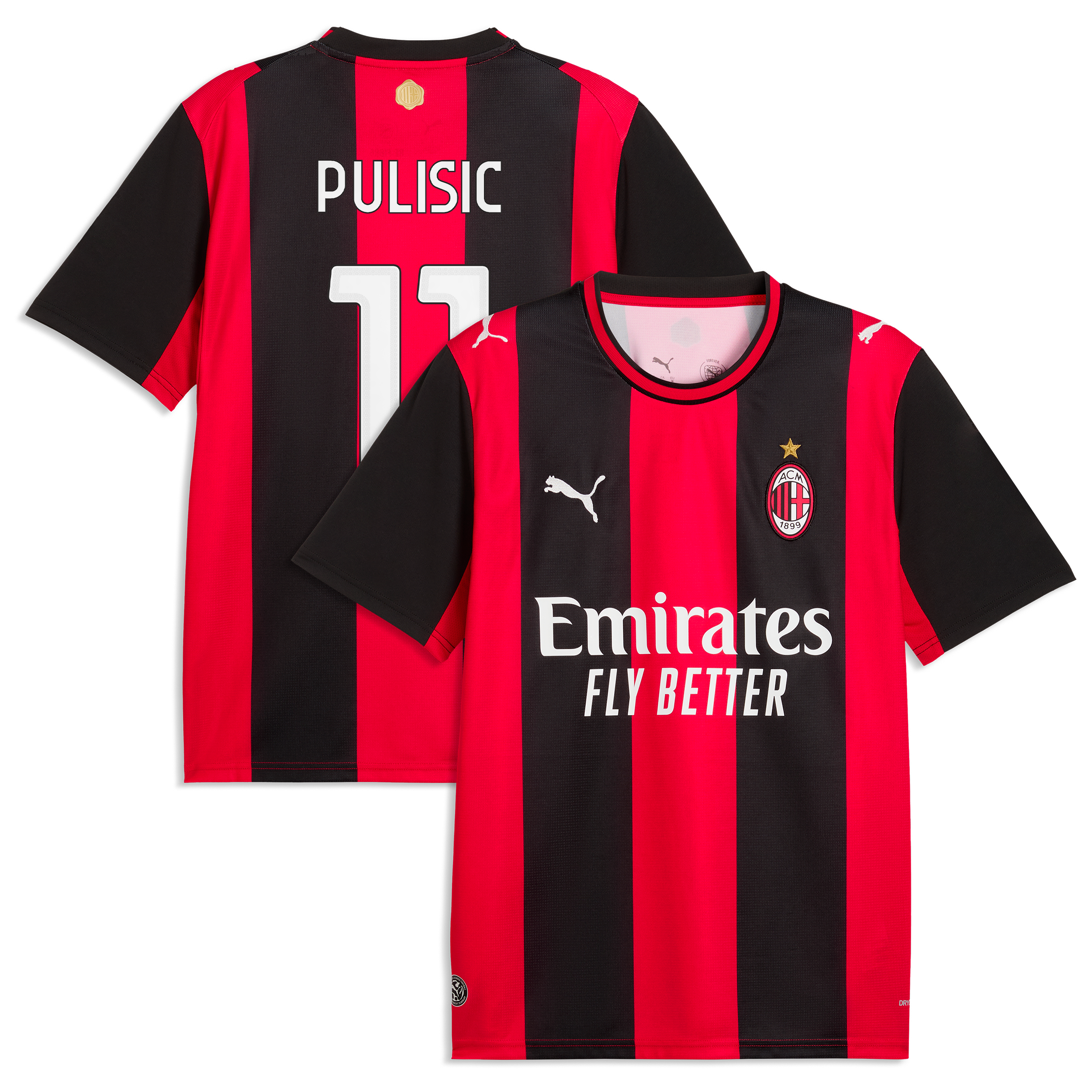 Men's Puma Christian Pulisic Black/Red AC Milan 2026/27 Home Replica Jersey