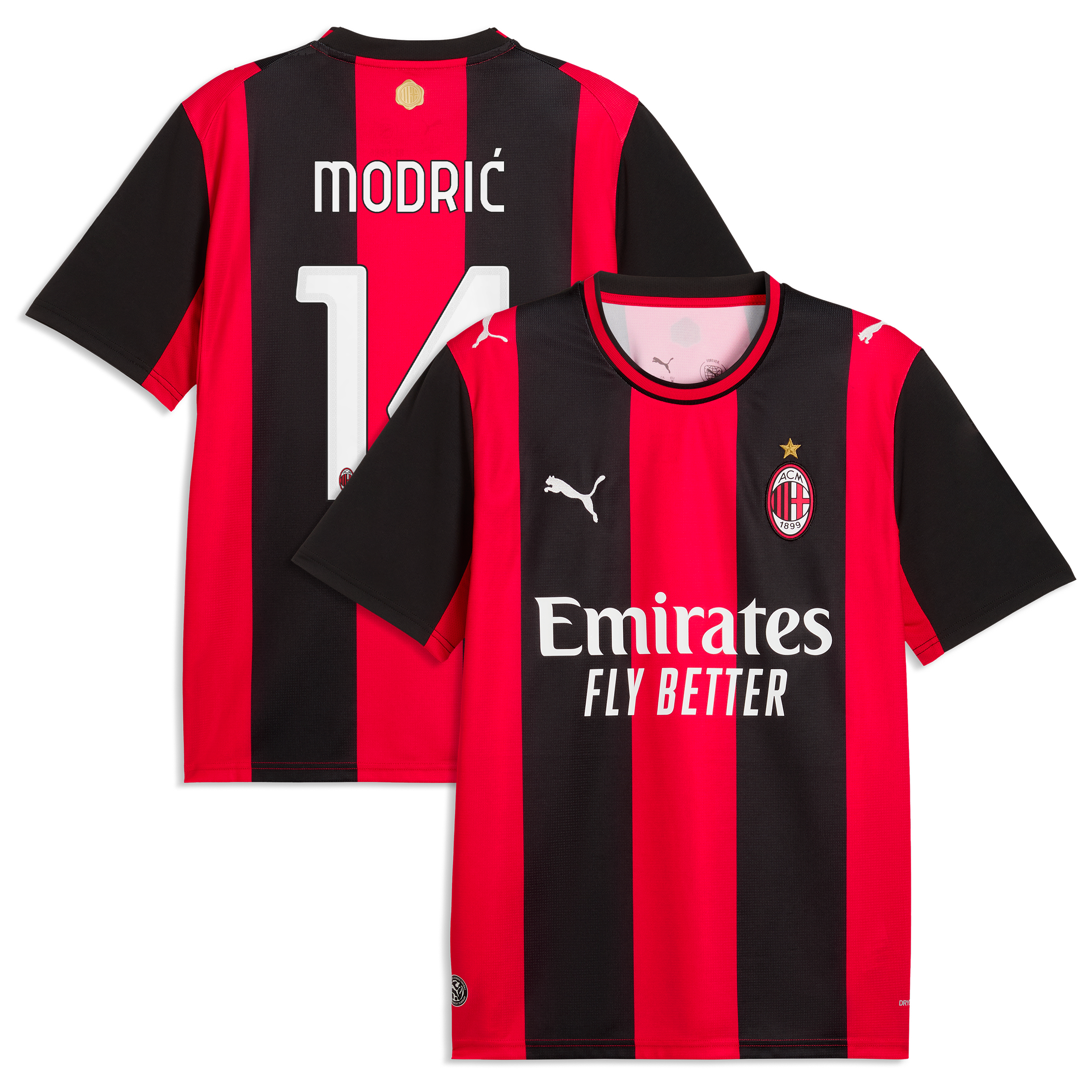 Men's Puma Luka Modrić Black/Red AC Milan 2026/27 Home Replica Jersey