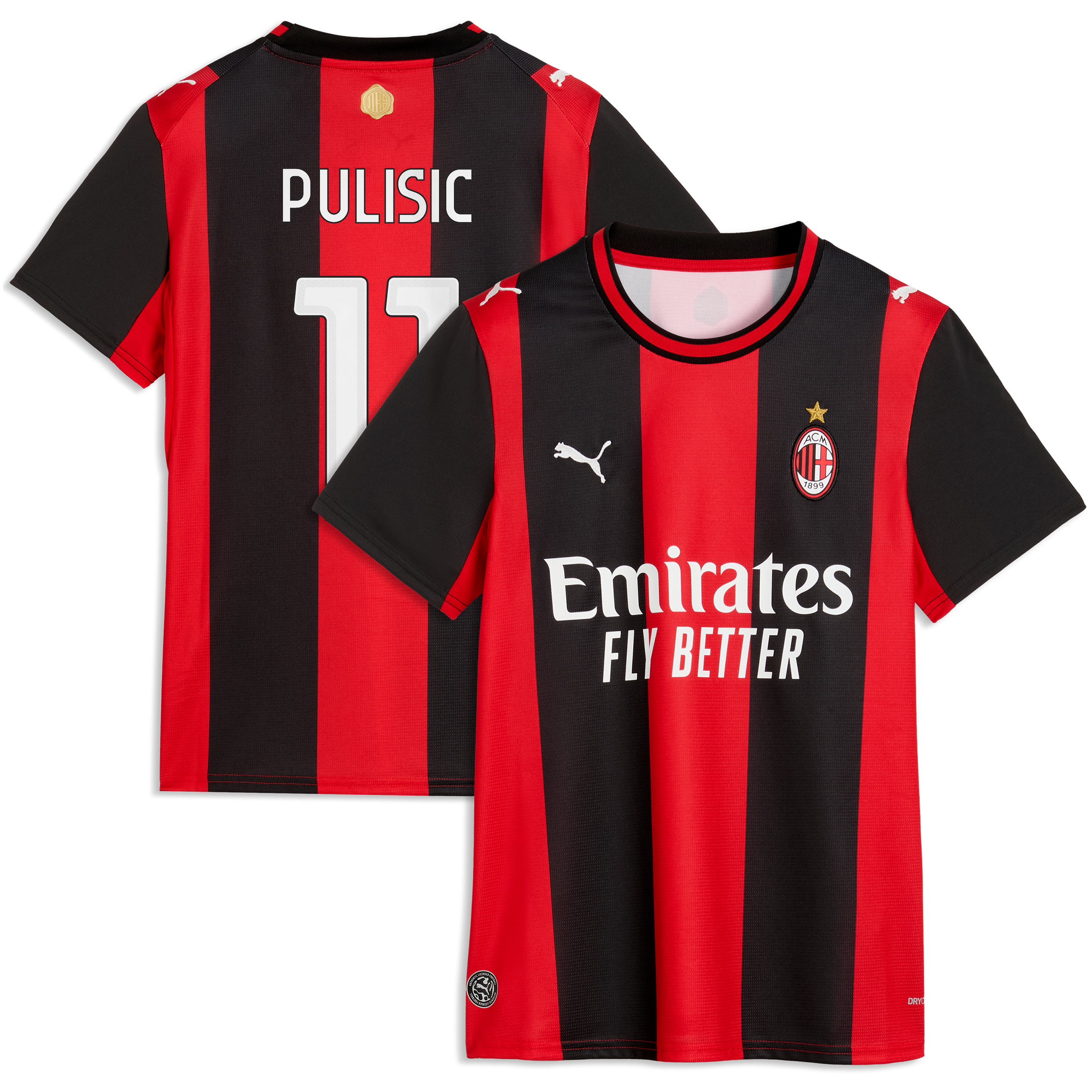 Women's Puma Christian Pulisic Black/Red AC Milan 2026/27 Home Replica Jersey
