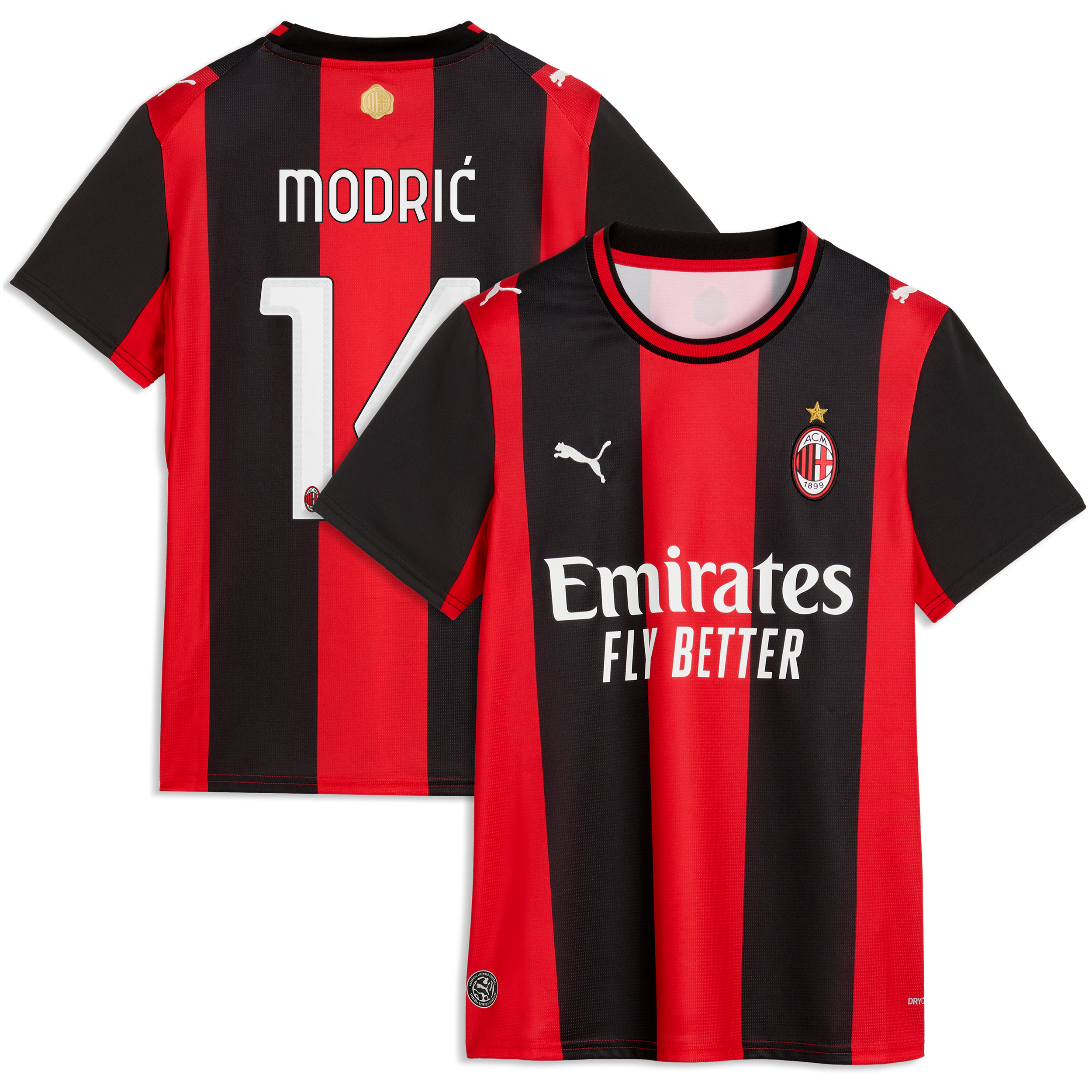 Women's Puma Luka Modrić Black/Red AC Milan 2026/27 Home Replica Jersey