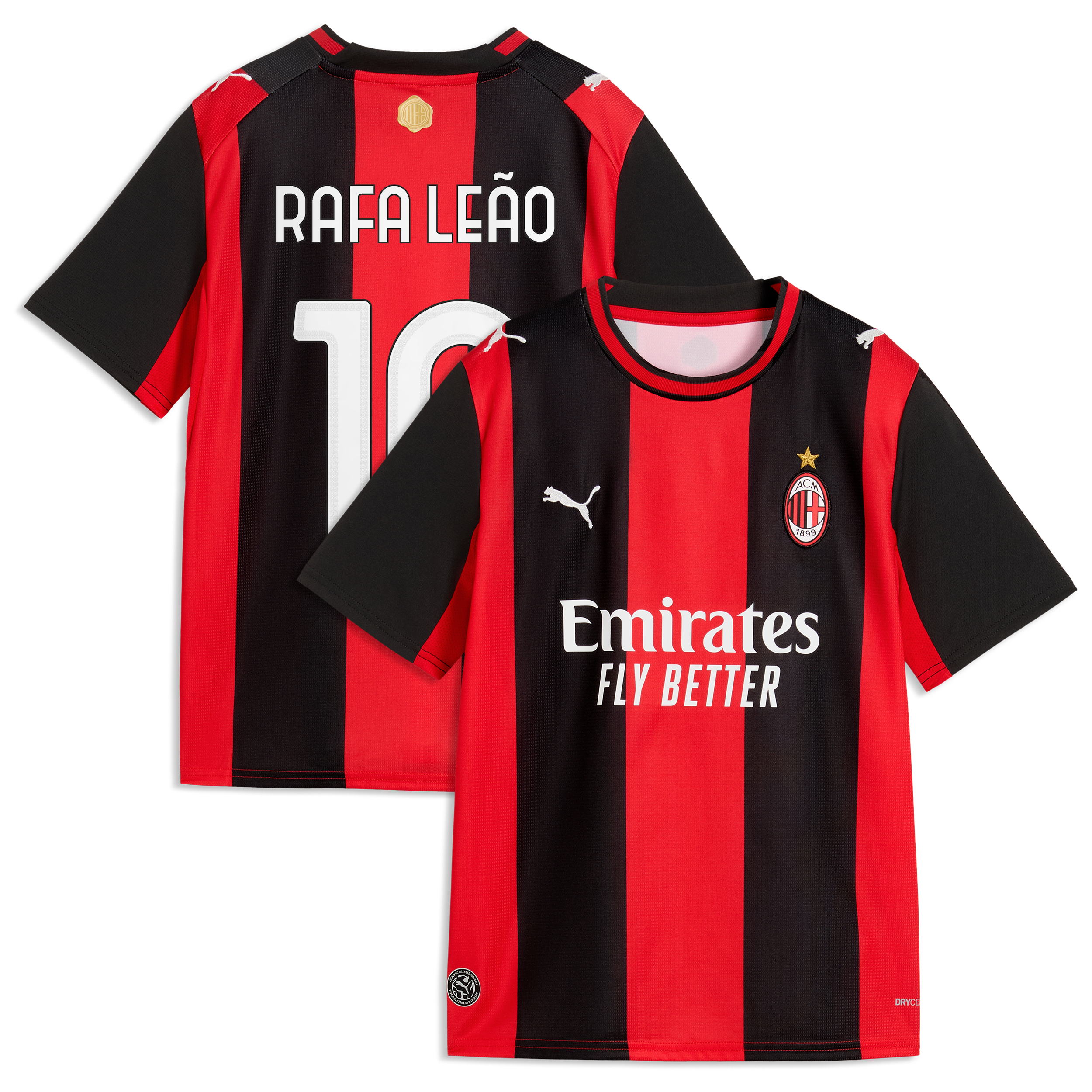 Youth Puma Rafael Leão Black/Red AC Milan 2026/27 Home Replica Jersey