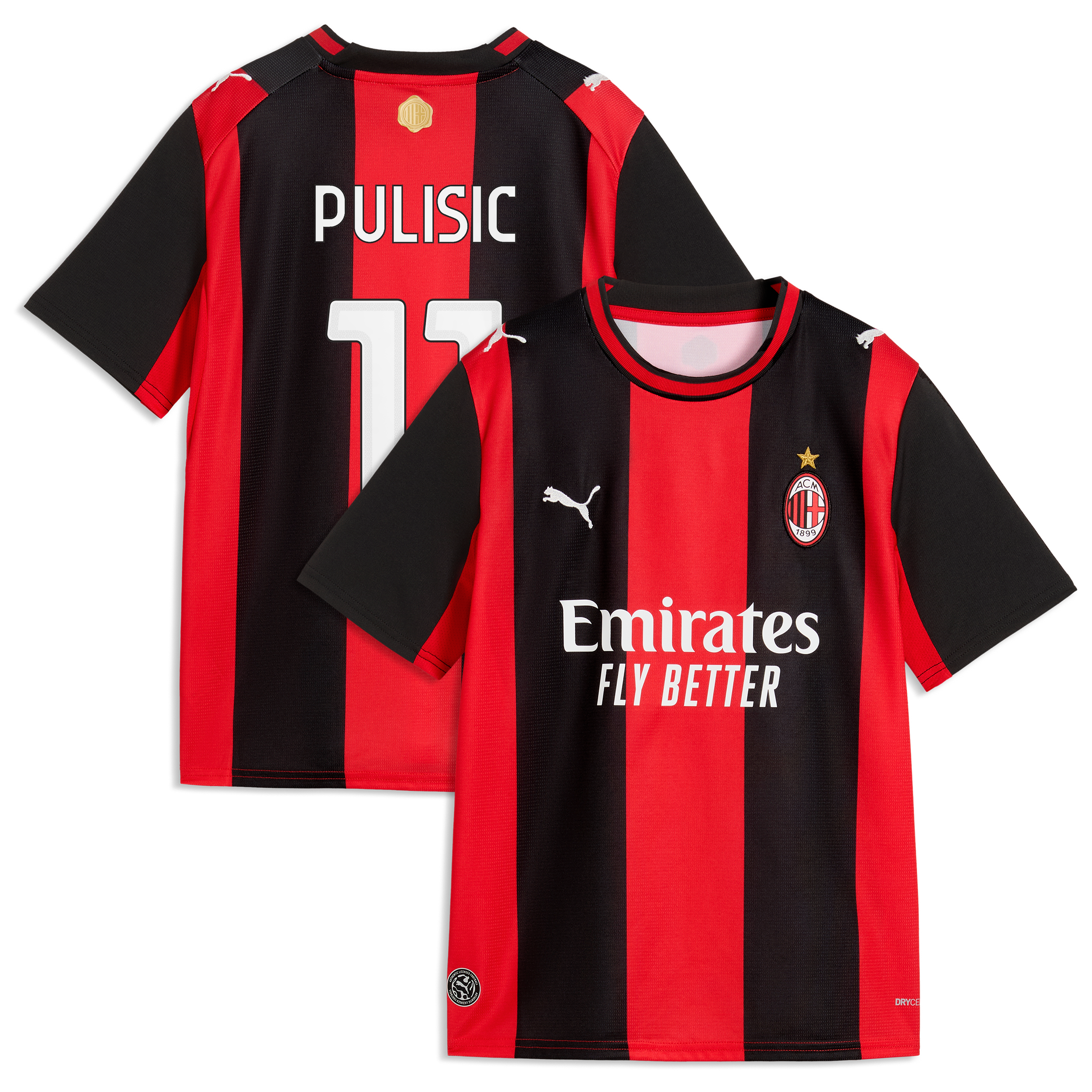 Youth Puma Christian Pulisic Black/Red AC Milan 2026/27 Home Replica Jersey