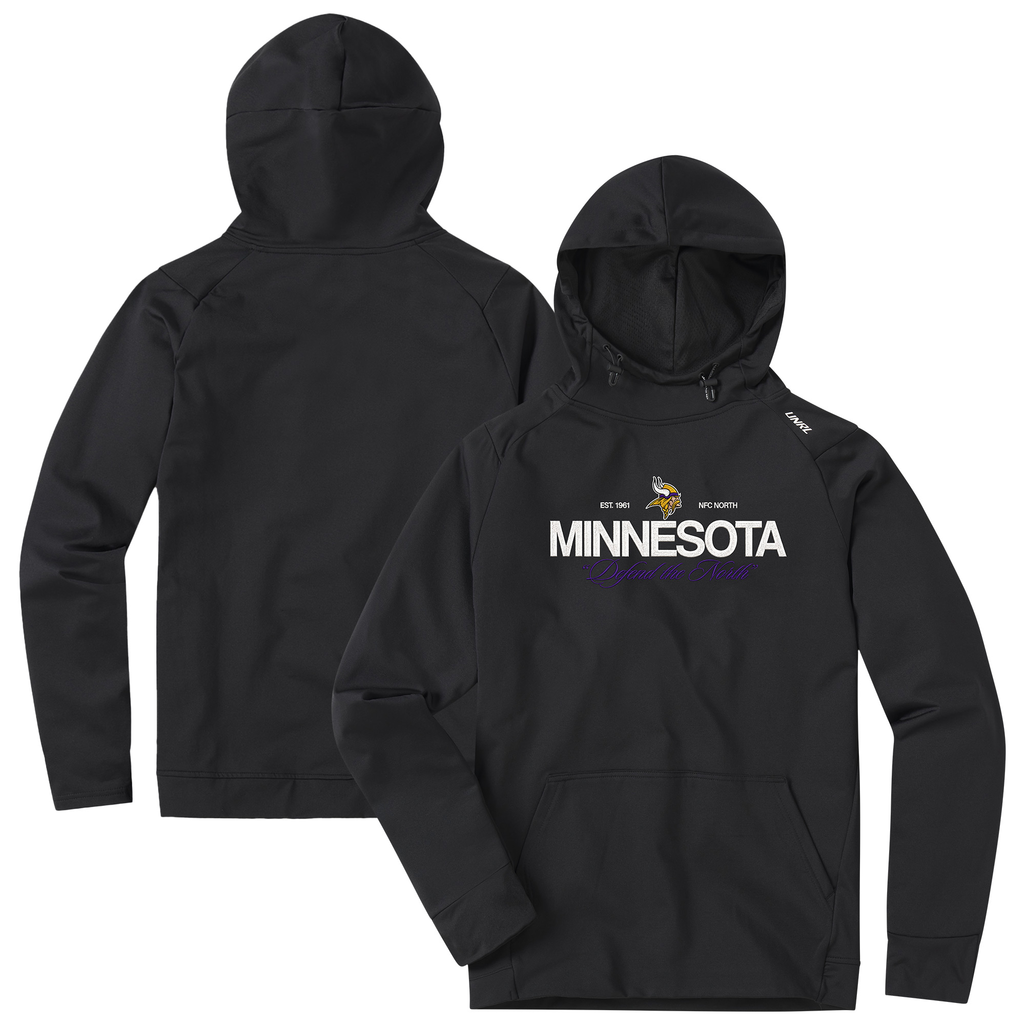 Men's UNRL Black Minnesota Vikings Crossover II Hoodie