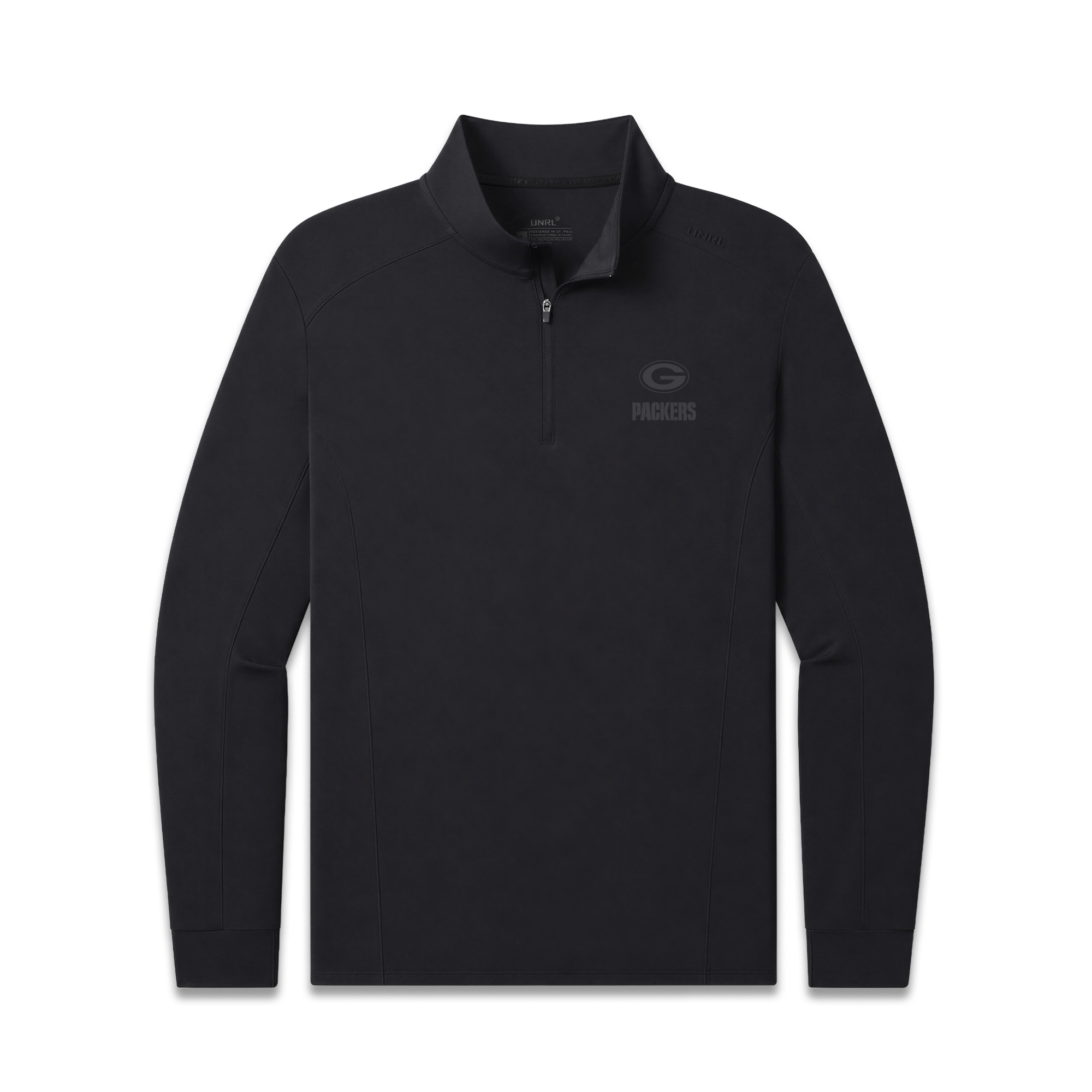Men's UNRL  Black Green Bay Packers Ultra Lightweight Quarter-Zip Pullover