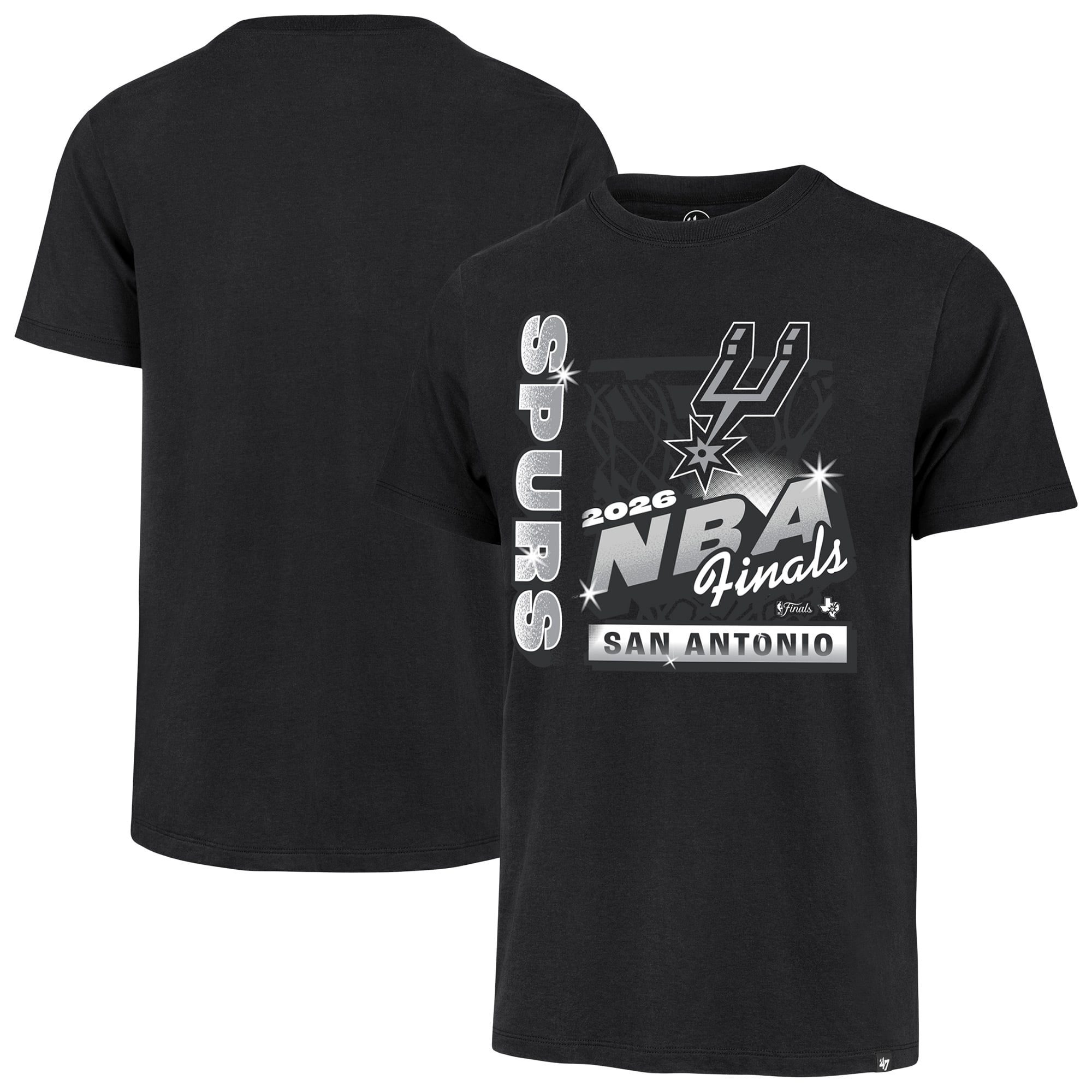 Men's '47 Black San Antonio Spurs 2026 NBA Finals ID Franklin T-Shirt