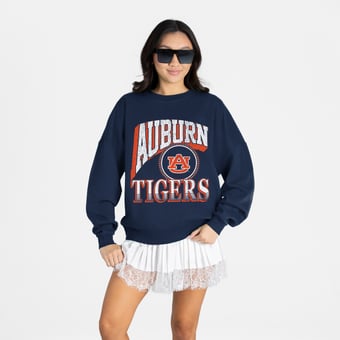 Women's Gameday Couture Navy Auburn Tigers Main Character Oversized Premium Drop Shoulder Sweatshirt